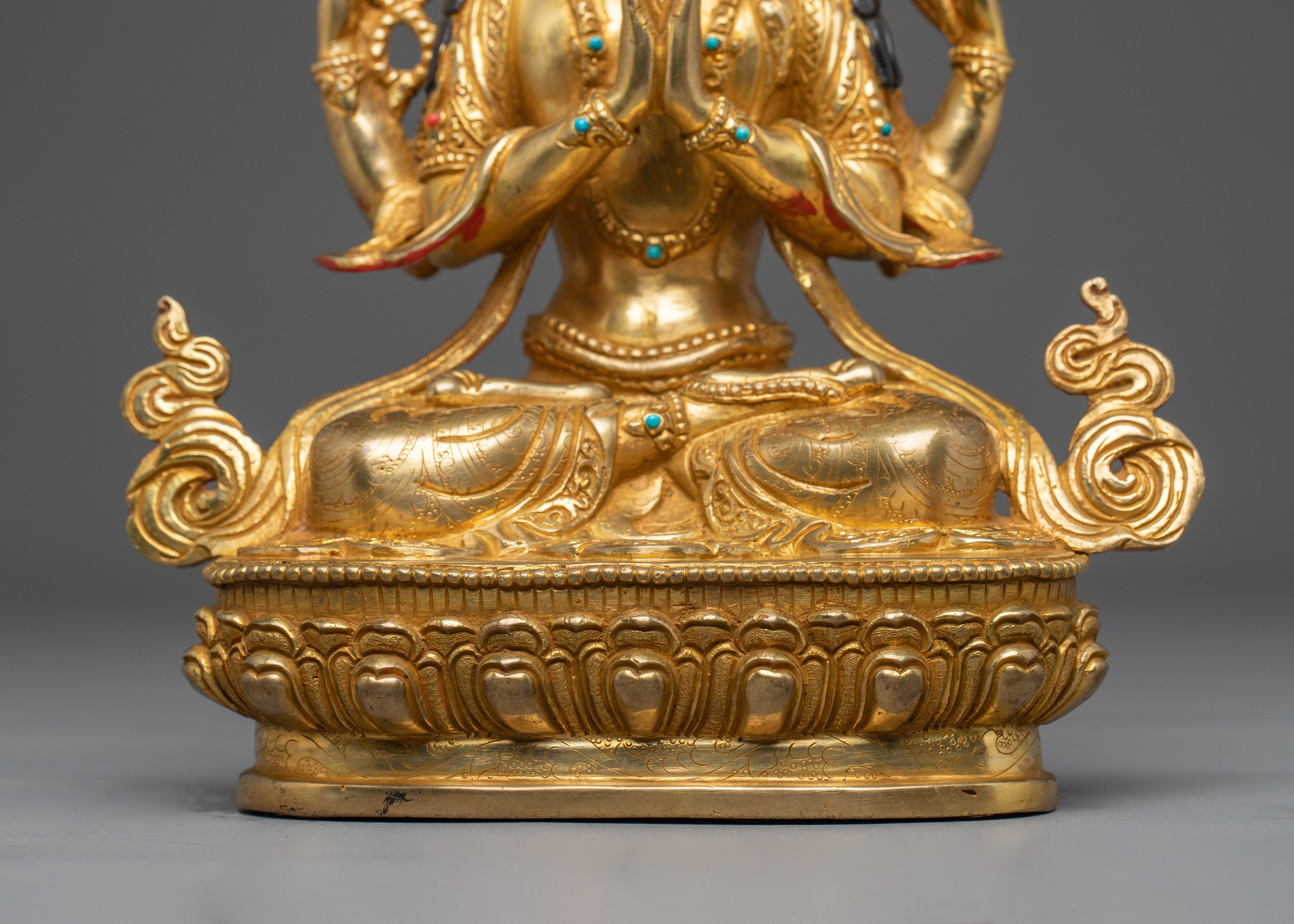 Avalokiteshvara Handmade Copper Statue | Chenrezig - Compassionate Bodhisattva