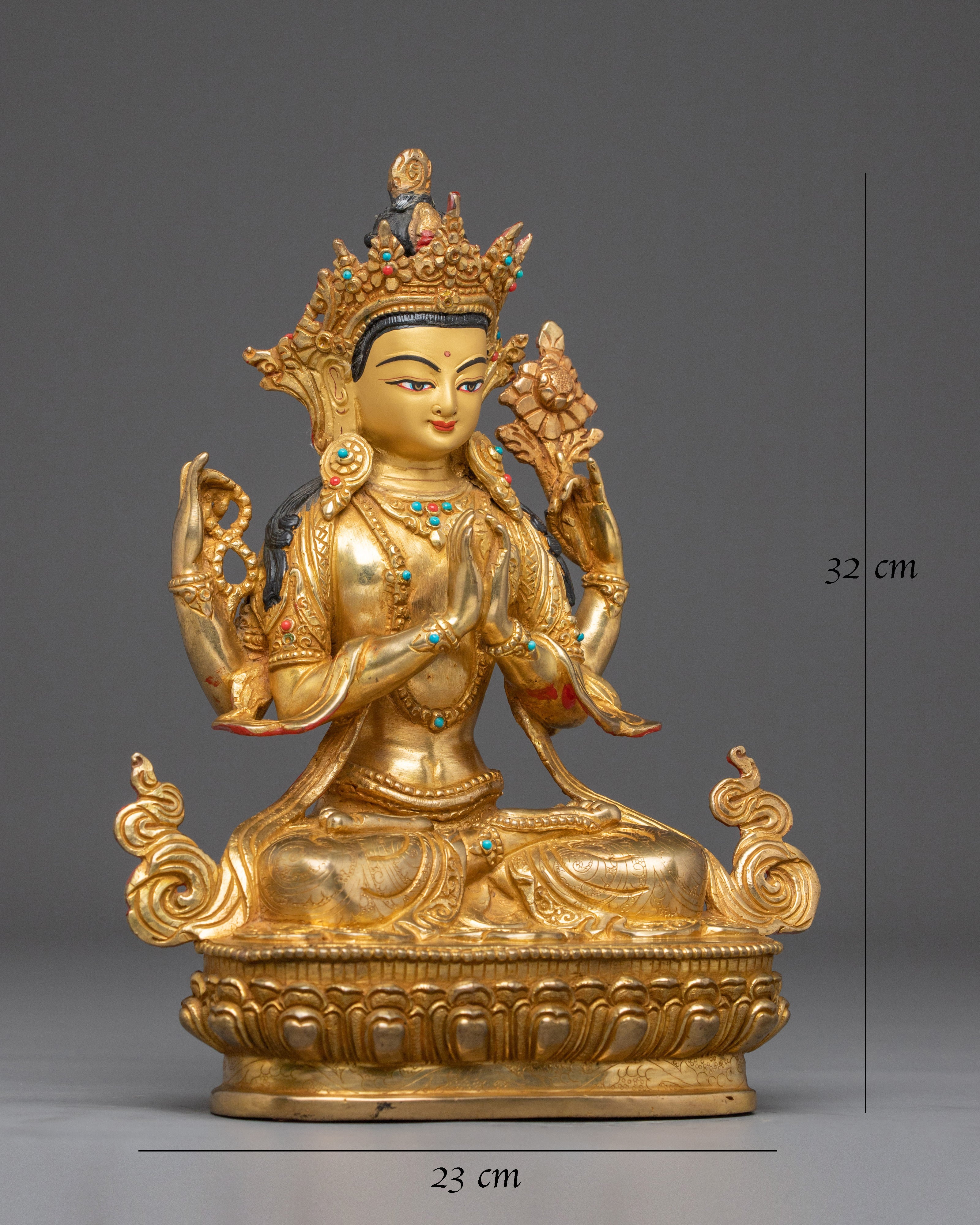 Avalokiteshvara Handmade Copper Statue