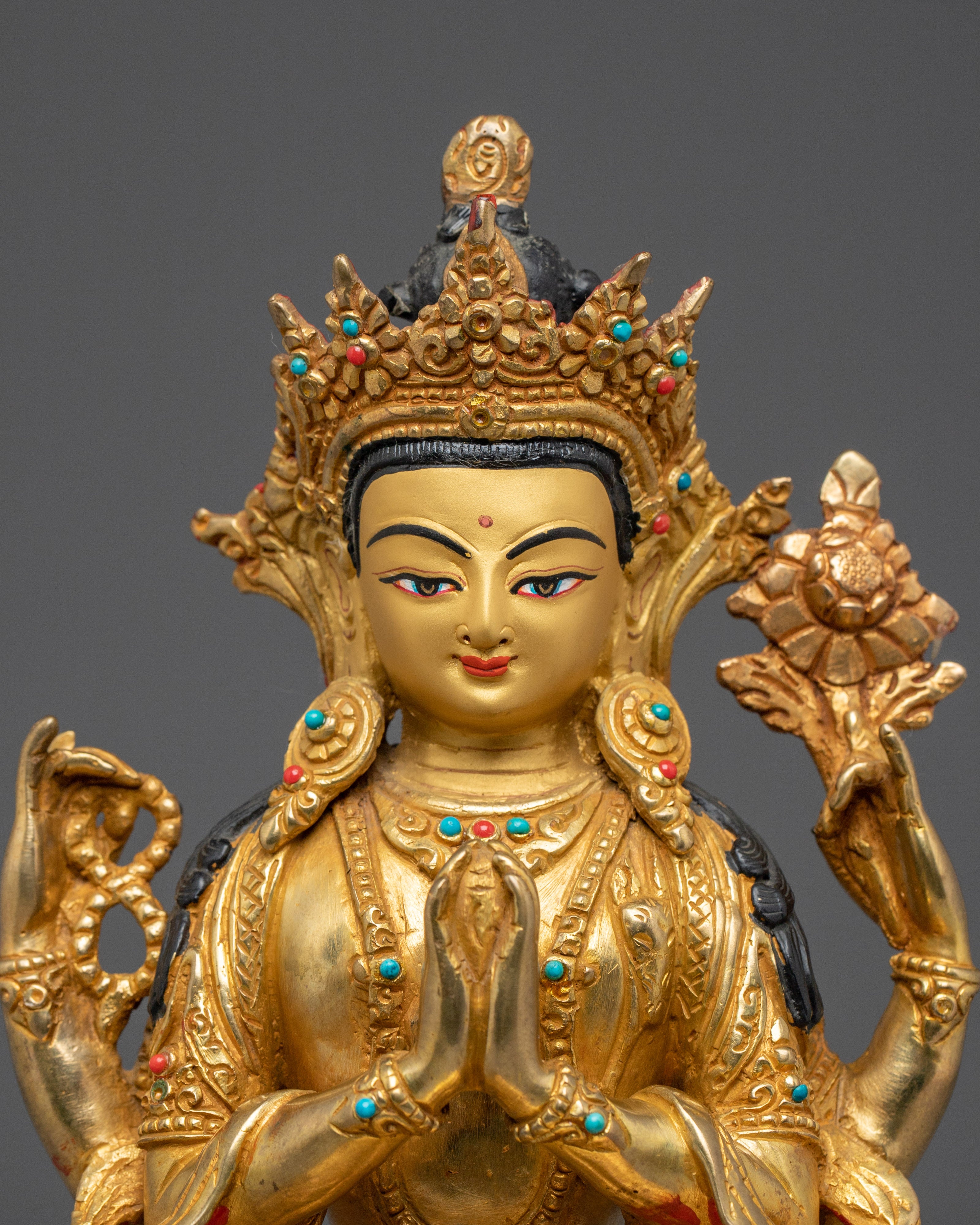 Avalokiteshvara Handmade Copper Statue | Chenrezig - Compassionate Bodhisattva