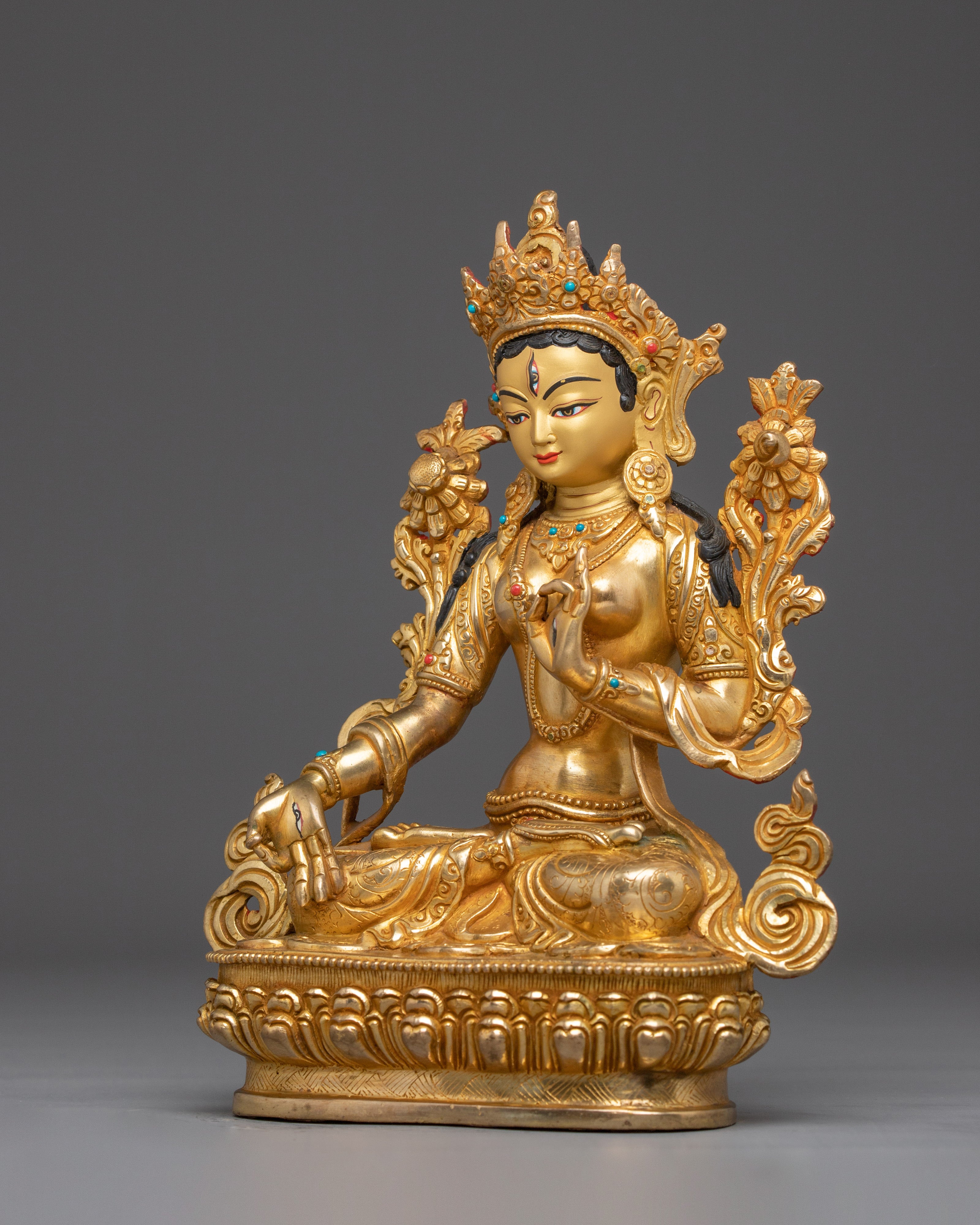Tibetan Goddess White Tara Statue | Buddhist Longevity Deity