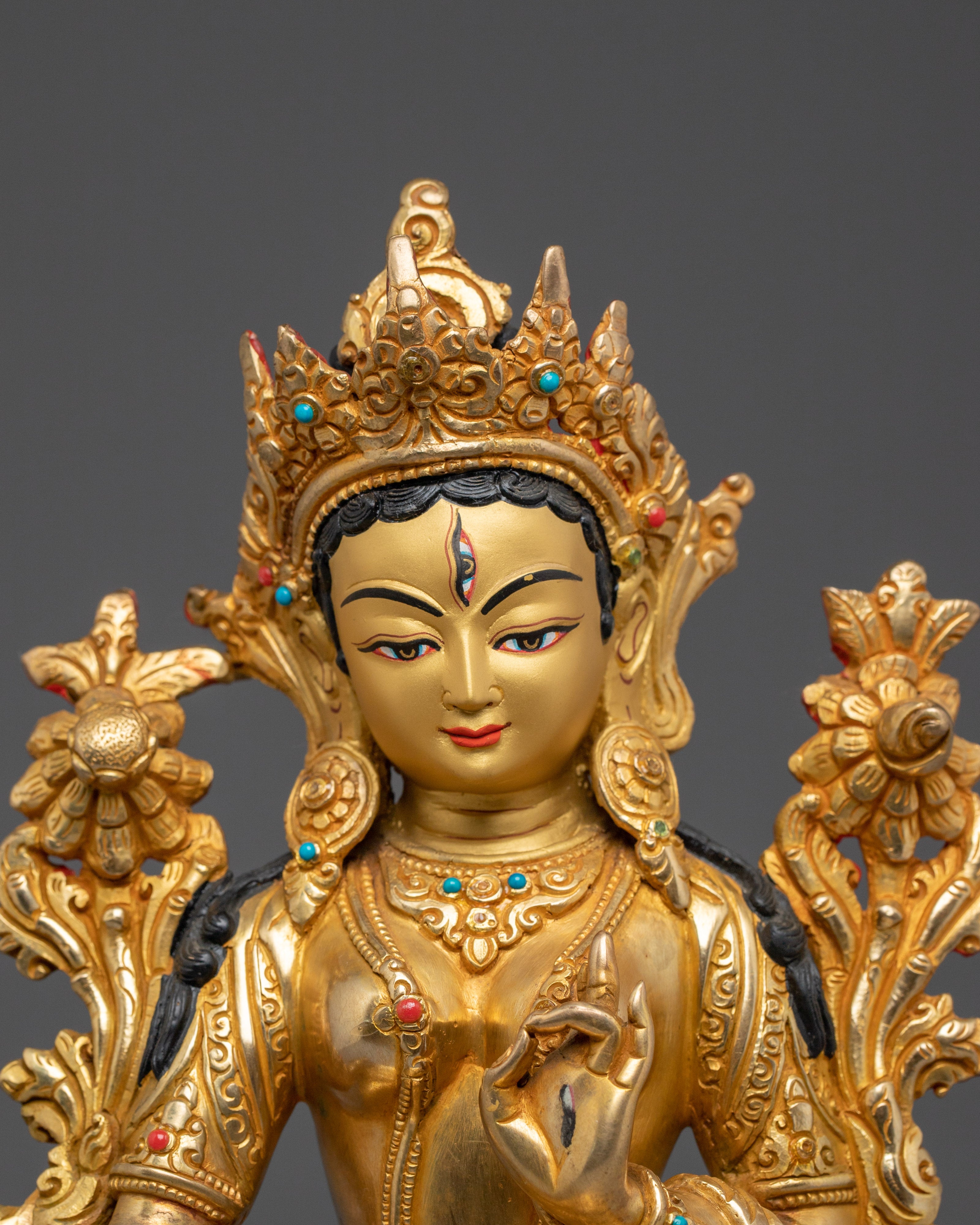 Tibetan Goddess White Tara Statue | Buddhist Longevity Deity