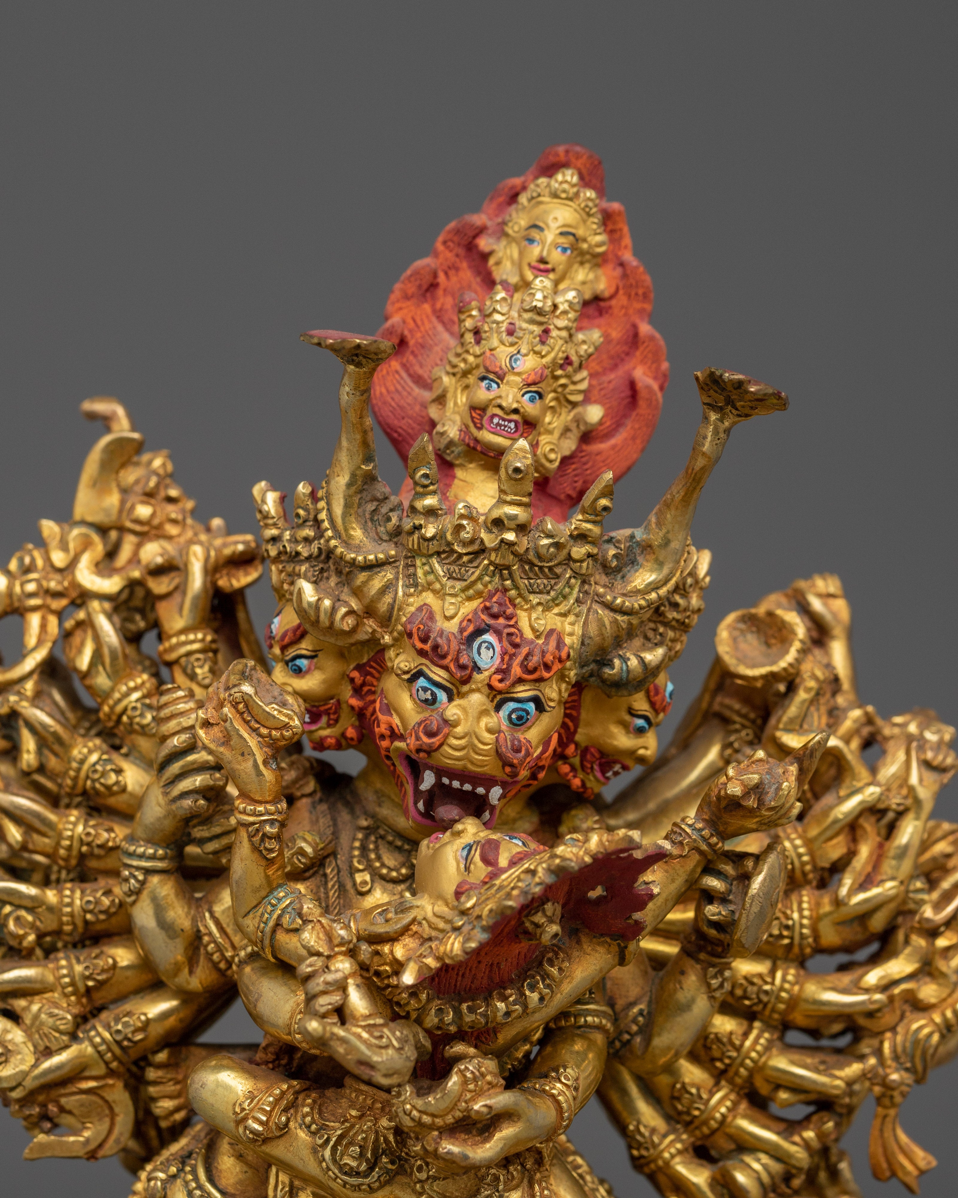 Yamantaka with Vajravetali Statue | Buffalo Headed Deity
