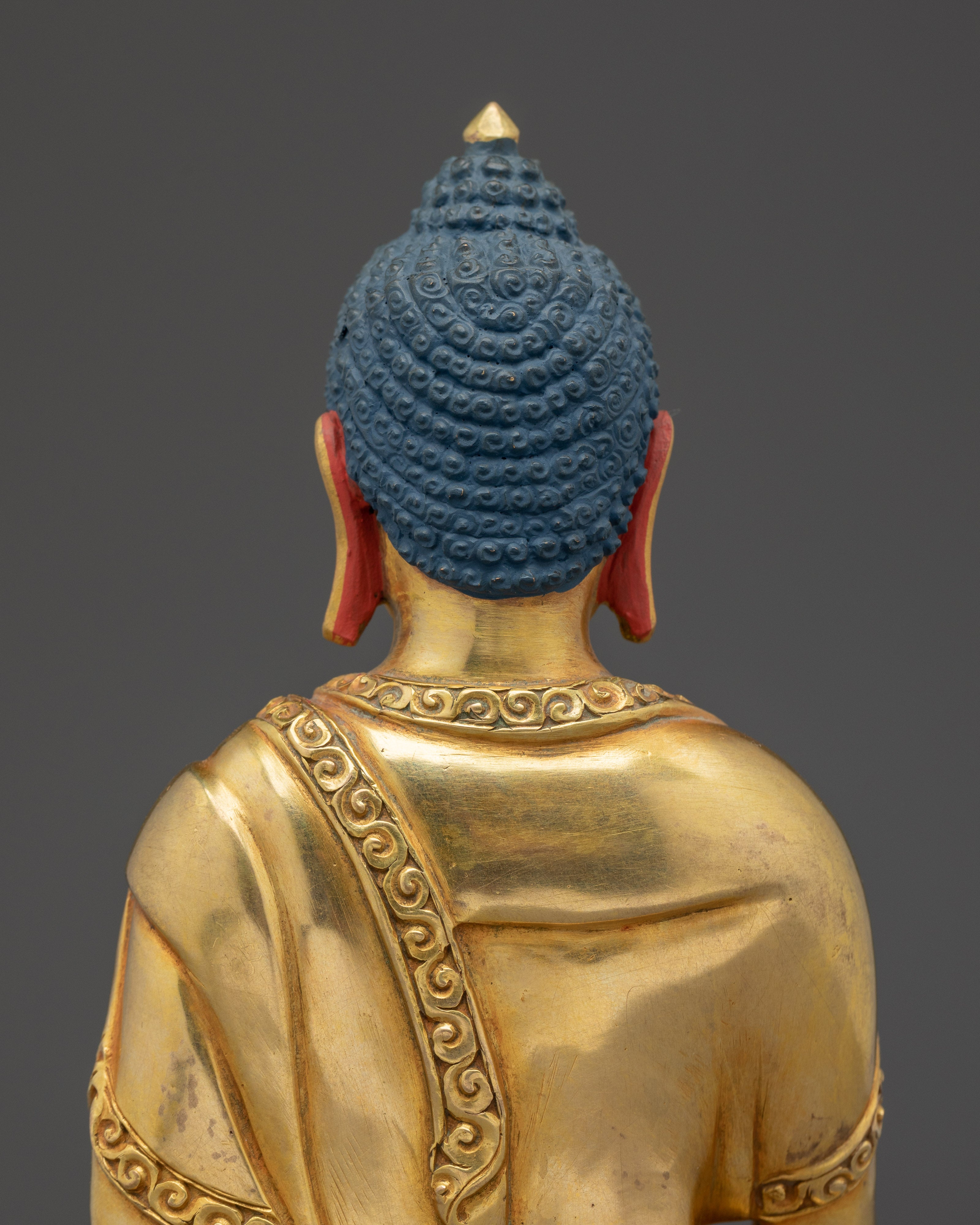 Gold-Gilded Shakyamuni Buddha Statue in Copper | Symbol of Enlightenment