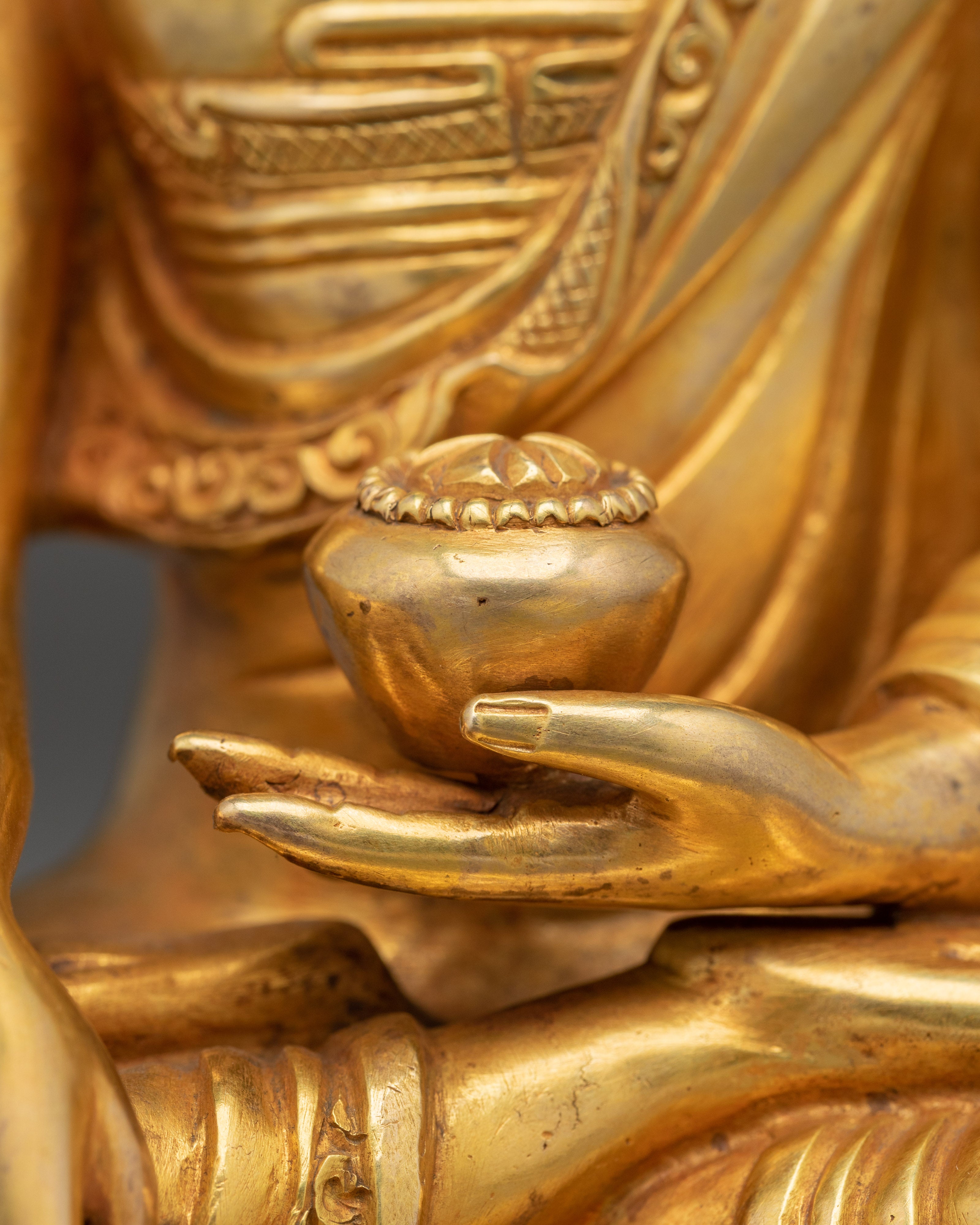 Gold-Gilded Shakyamuni Buddha Statue in Copper | Symbol of Enlightenment
