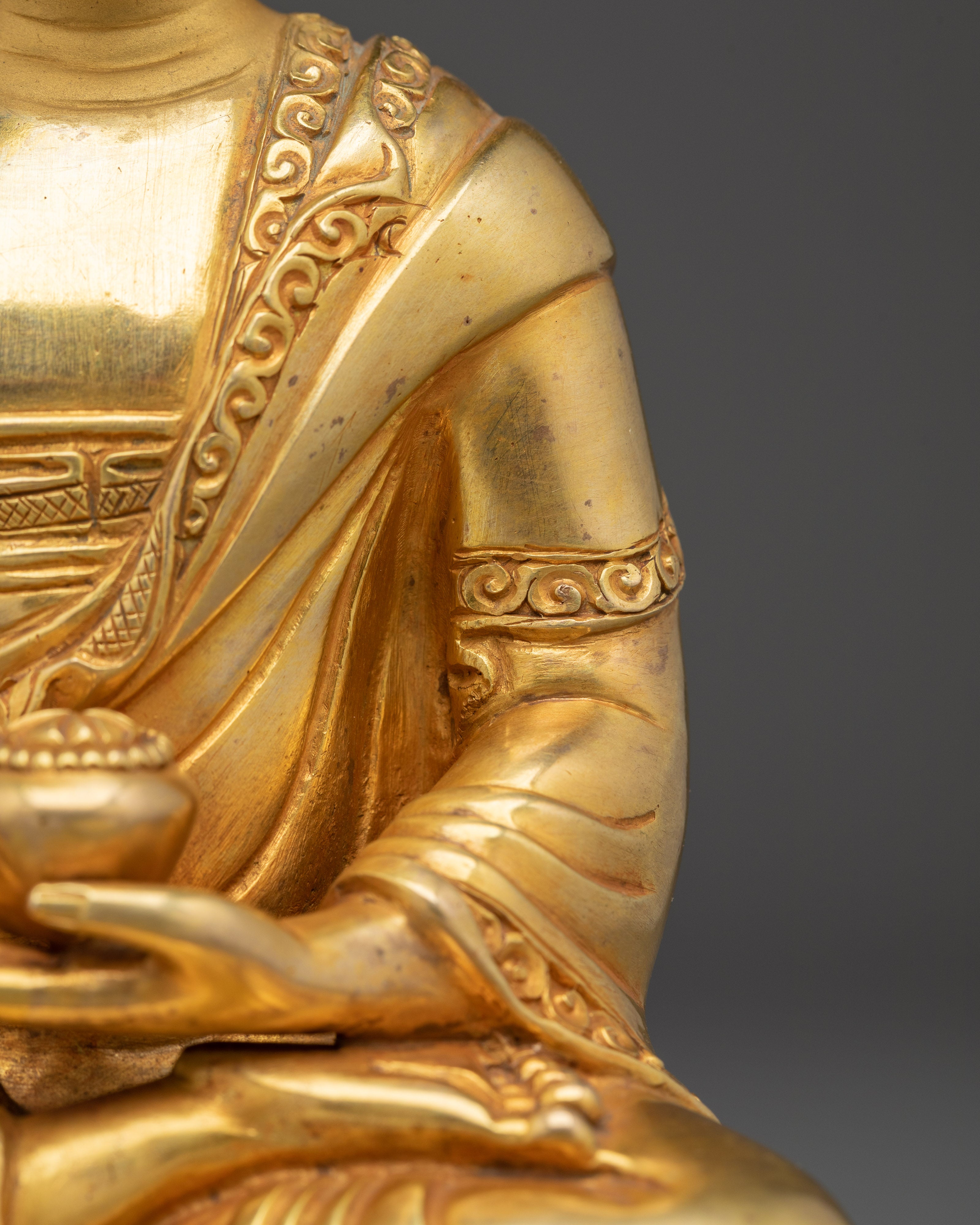 Gold-Gilded Shakyamuni Buddha Statue in Copper | Symbol of Enlightenment