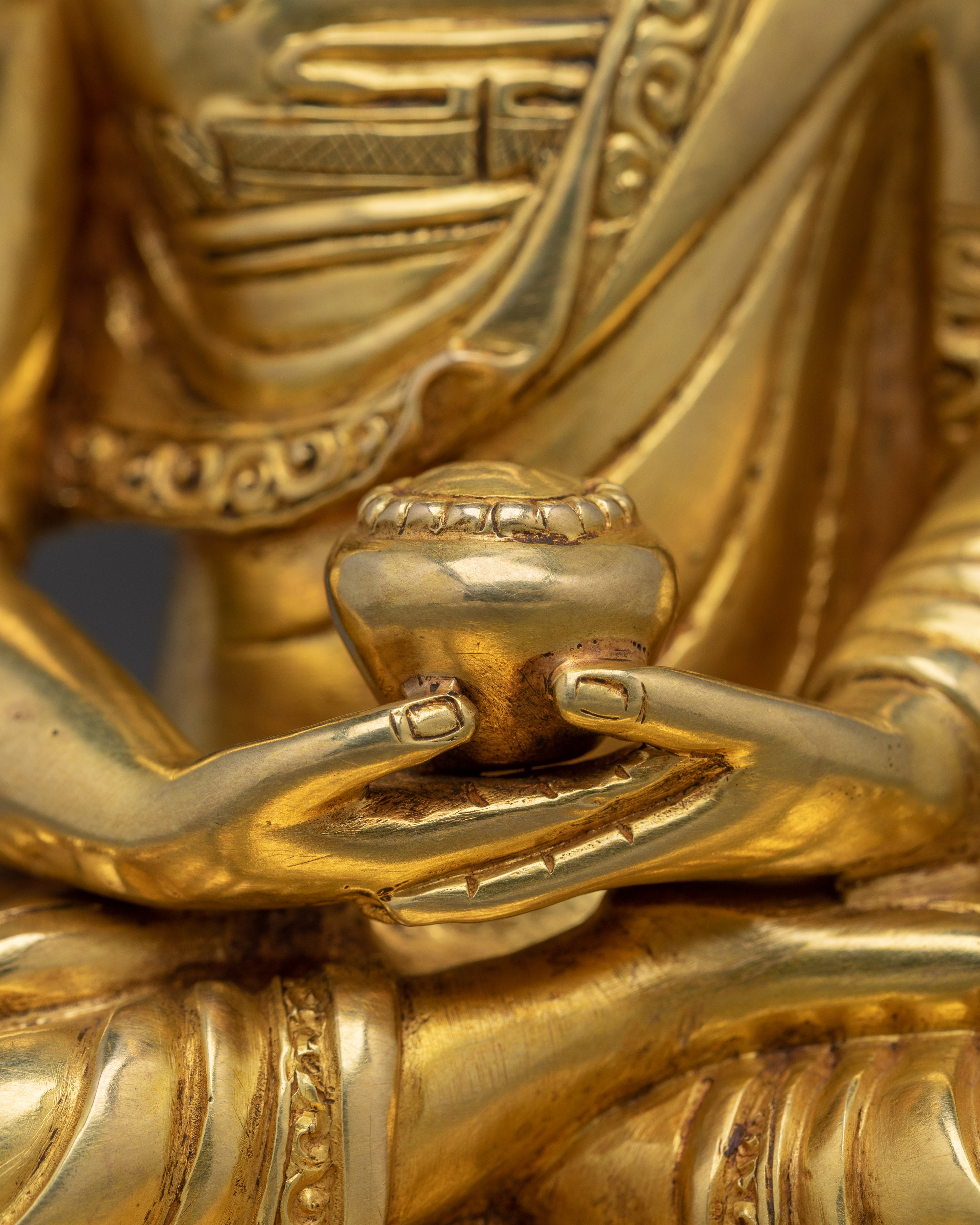 Copper and Gold-Gilded Amitabha Buddha Statue | Serenity & Enlightened Presence