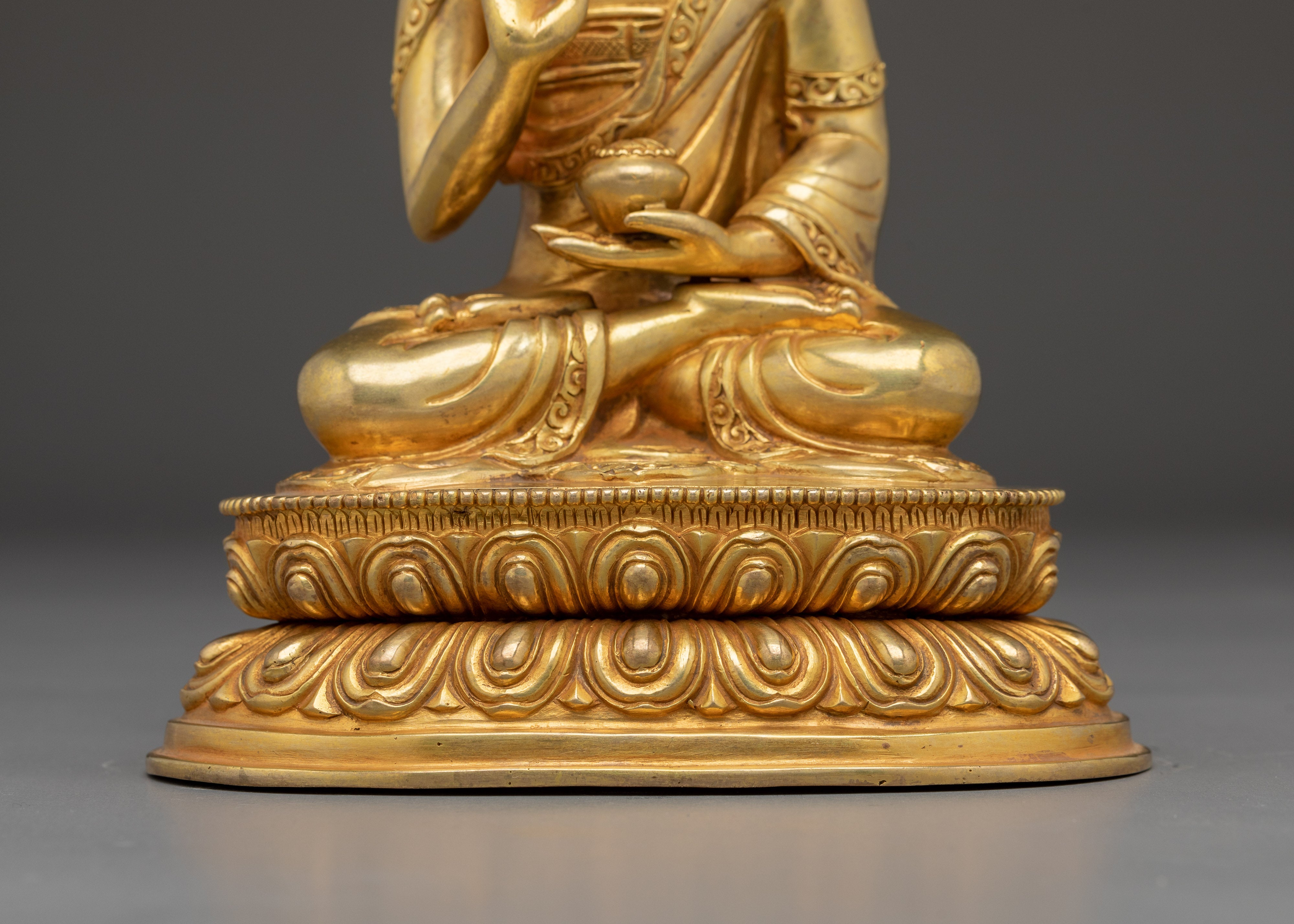 Amogasiddhi Buddha in 24K Gold-Gilded Copper | Sacred Protector and Meditation