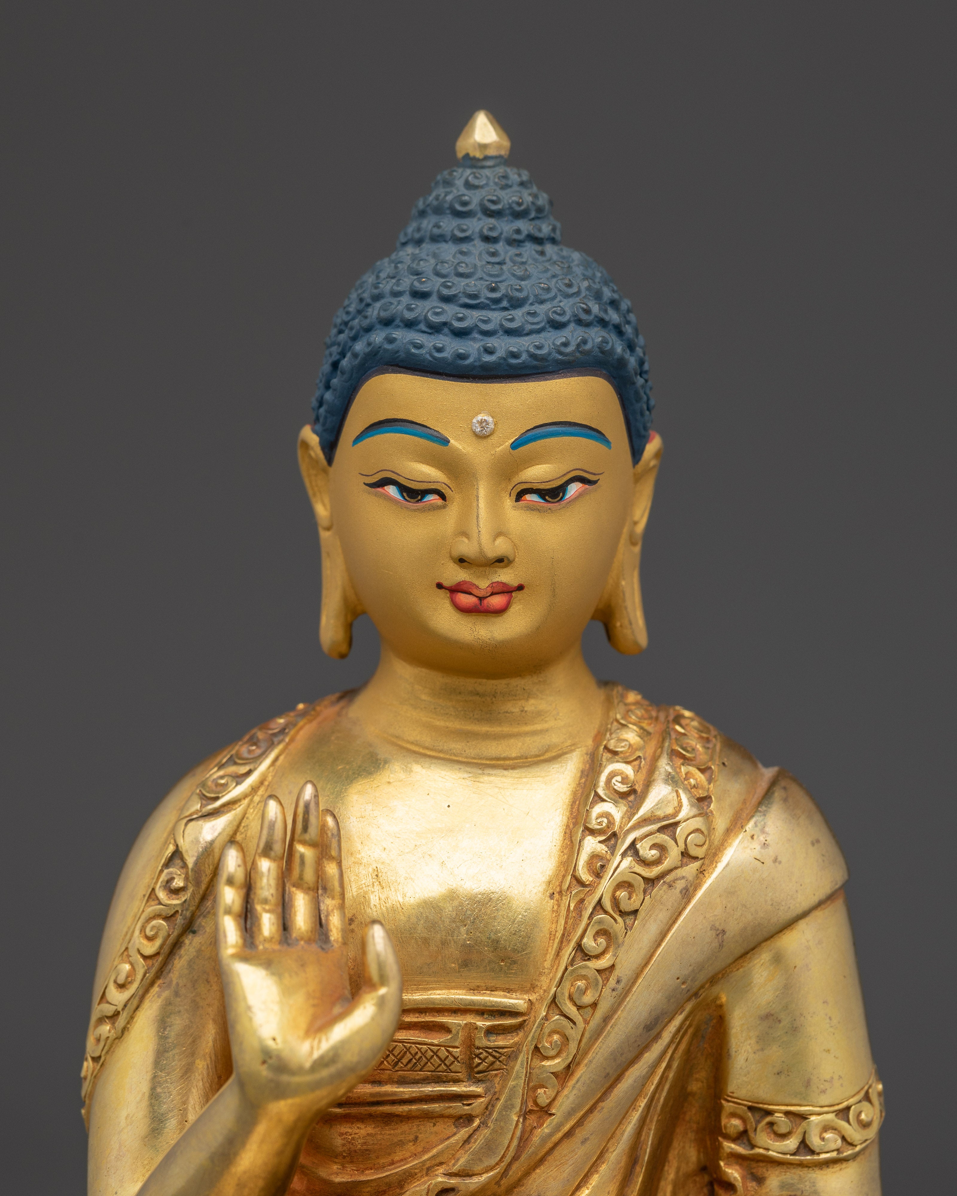 Amogasiddhi Buddha in 24K Gold-Gilded Copper | Sacred Protector and Meditation