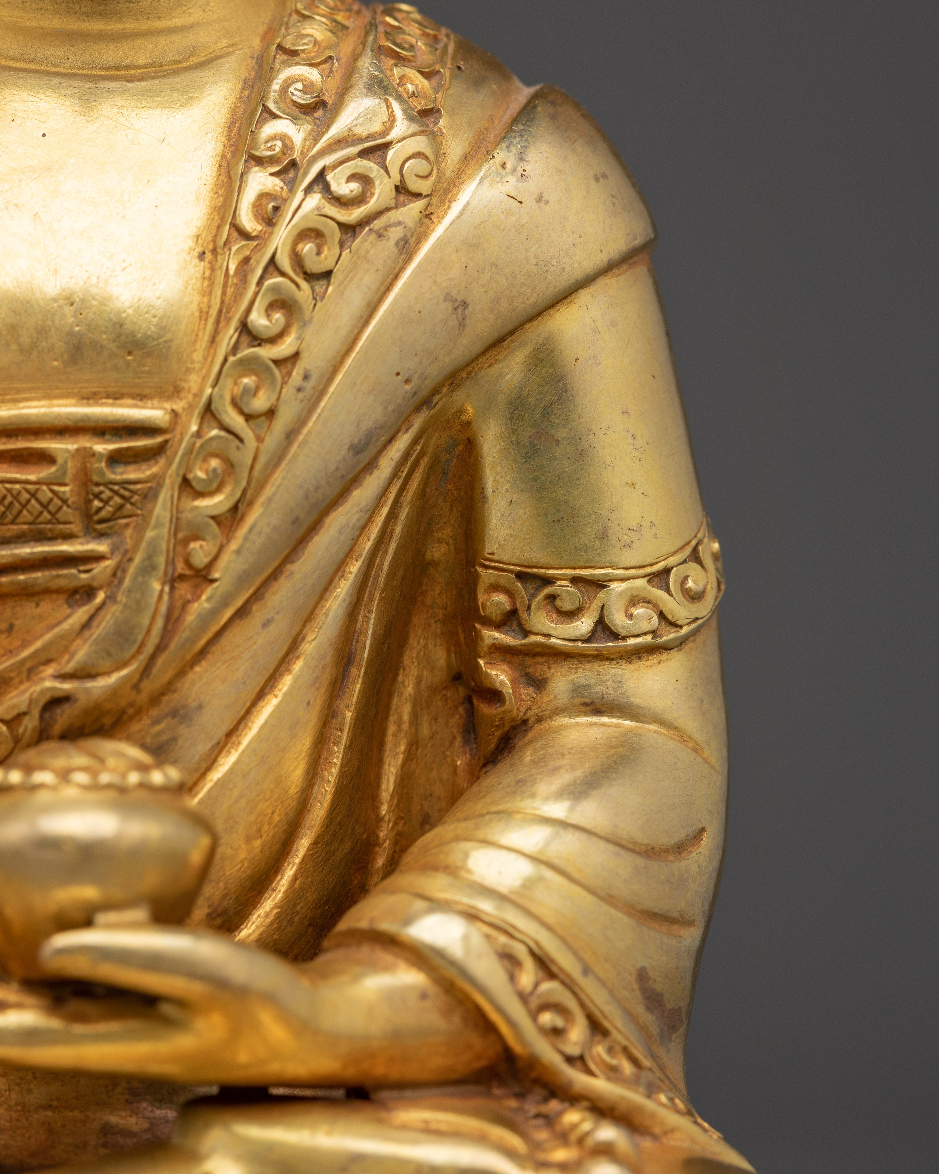 Amogasiddhi Buddha in 24K Gold-Gilded Copper | Sacred Protector and Meditation