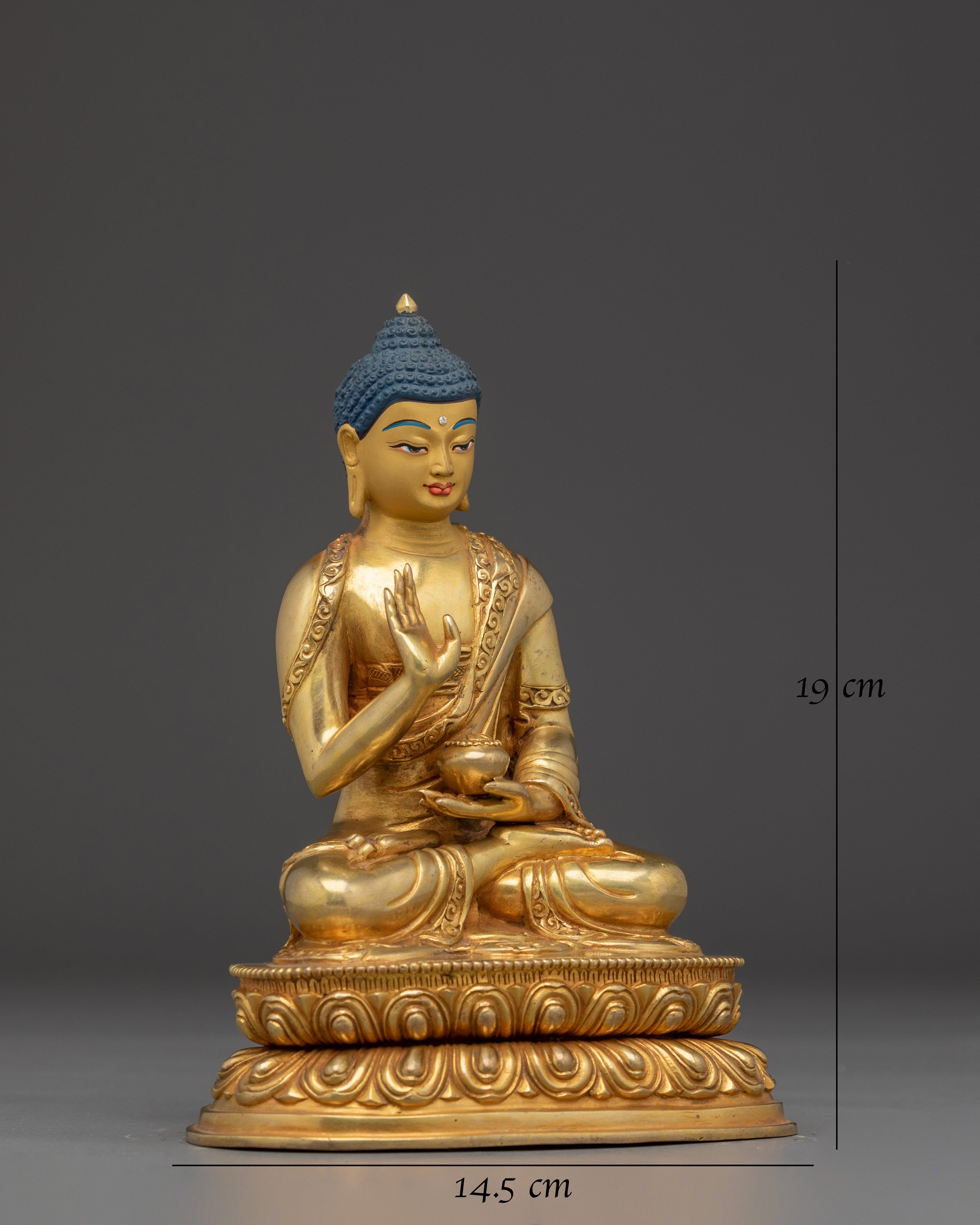 Amogasiddhi Buddha in 24K Gold-Gilded Copper