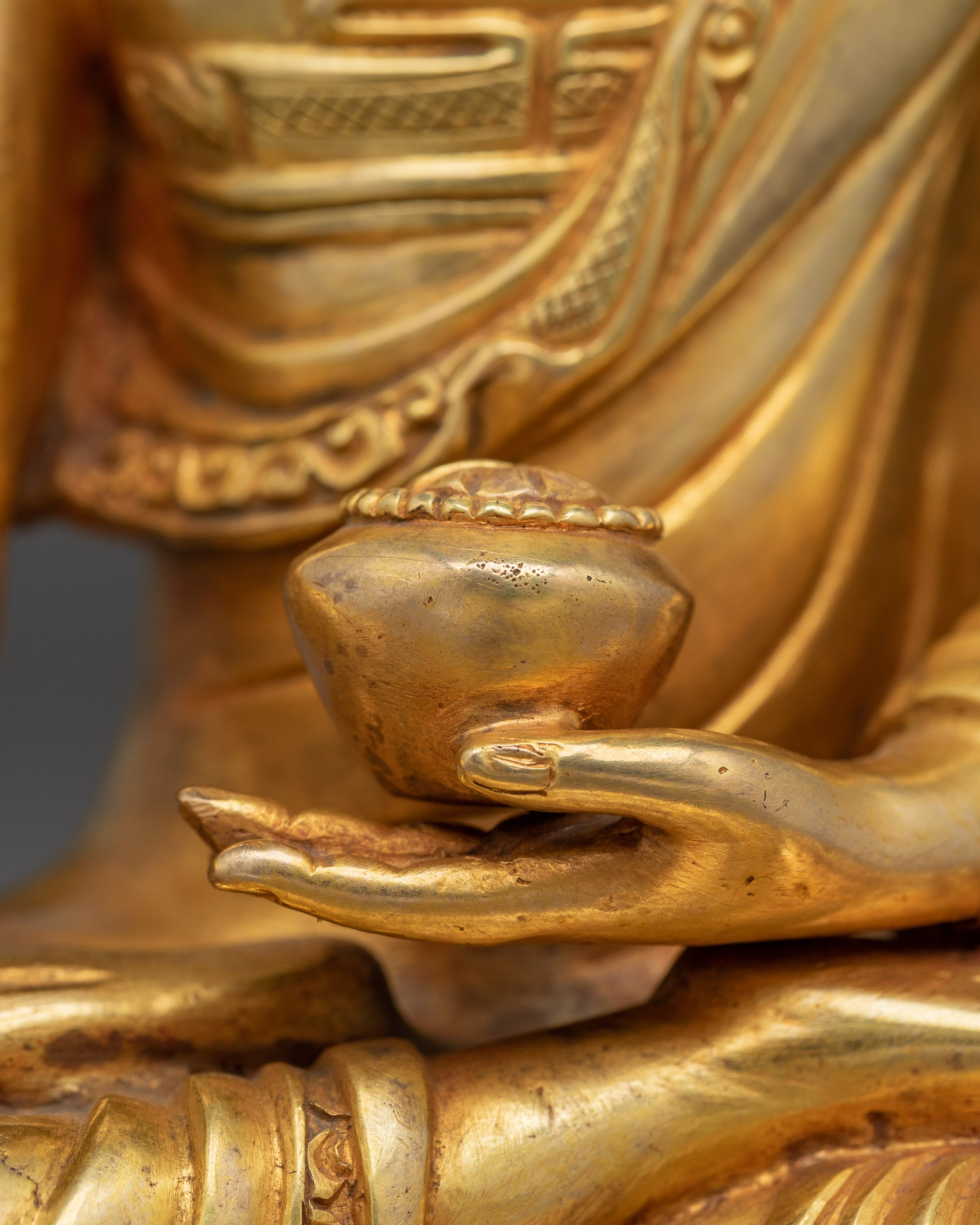 Gold Gilded Ratnasambhava Buddha Statue | Symbol of Generosity and Inner Balance