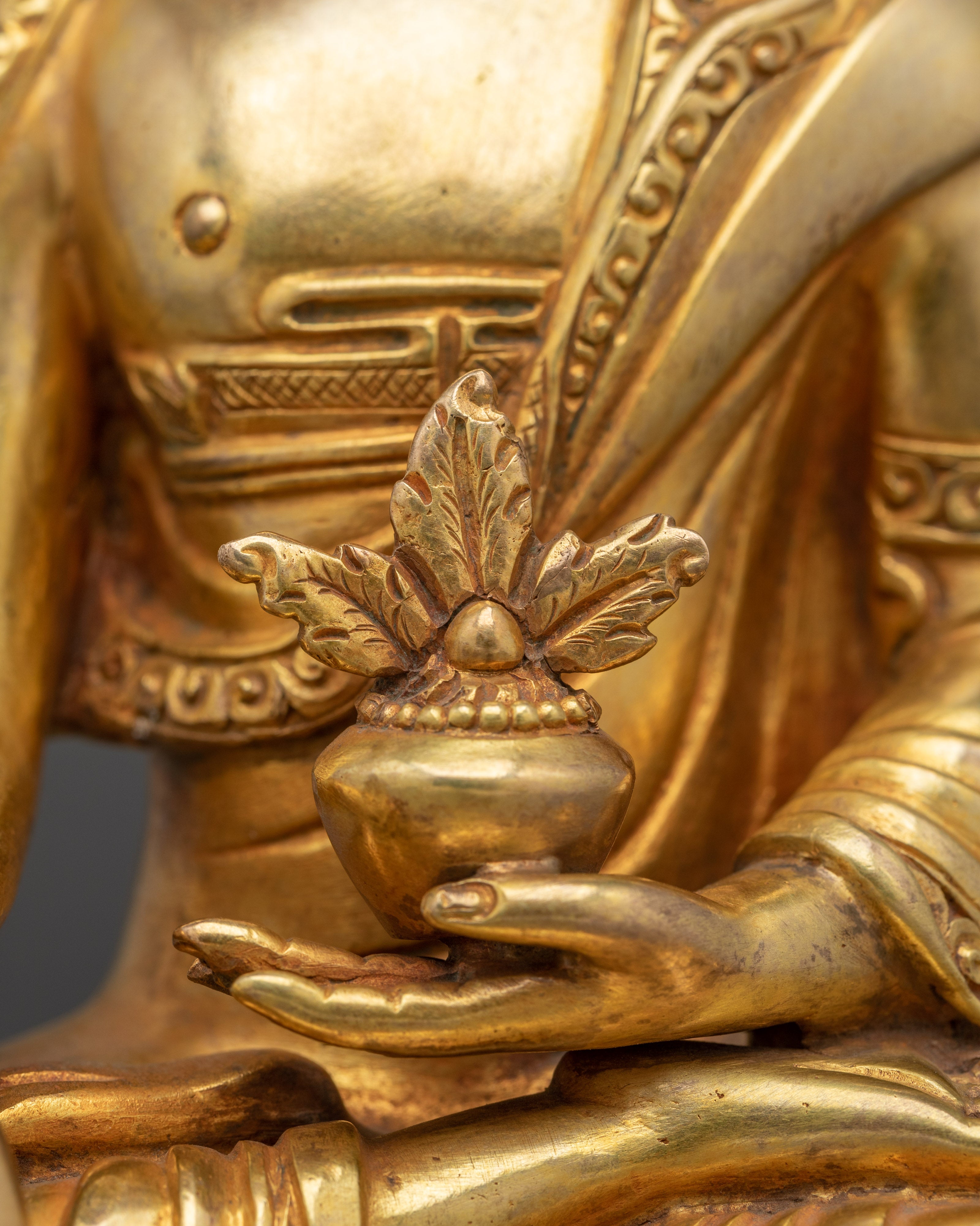 Handmade Golden Medicine Buddha Art | Spiritual Decor Figurine