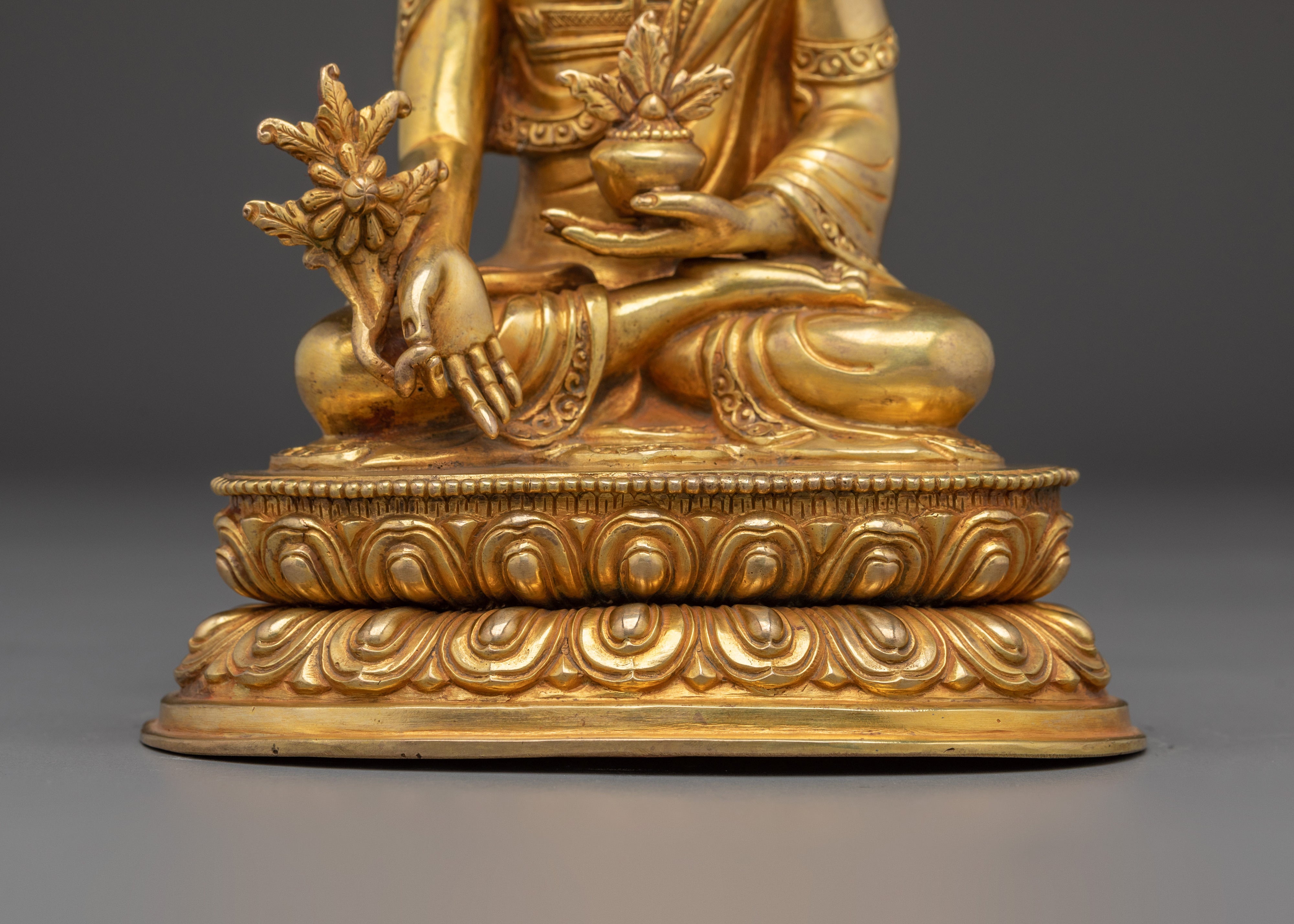 Handmade Golden Medicine Buddha Art | Spiritual Decor Figurine