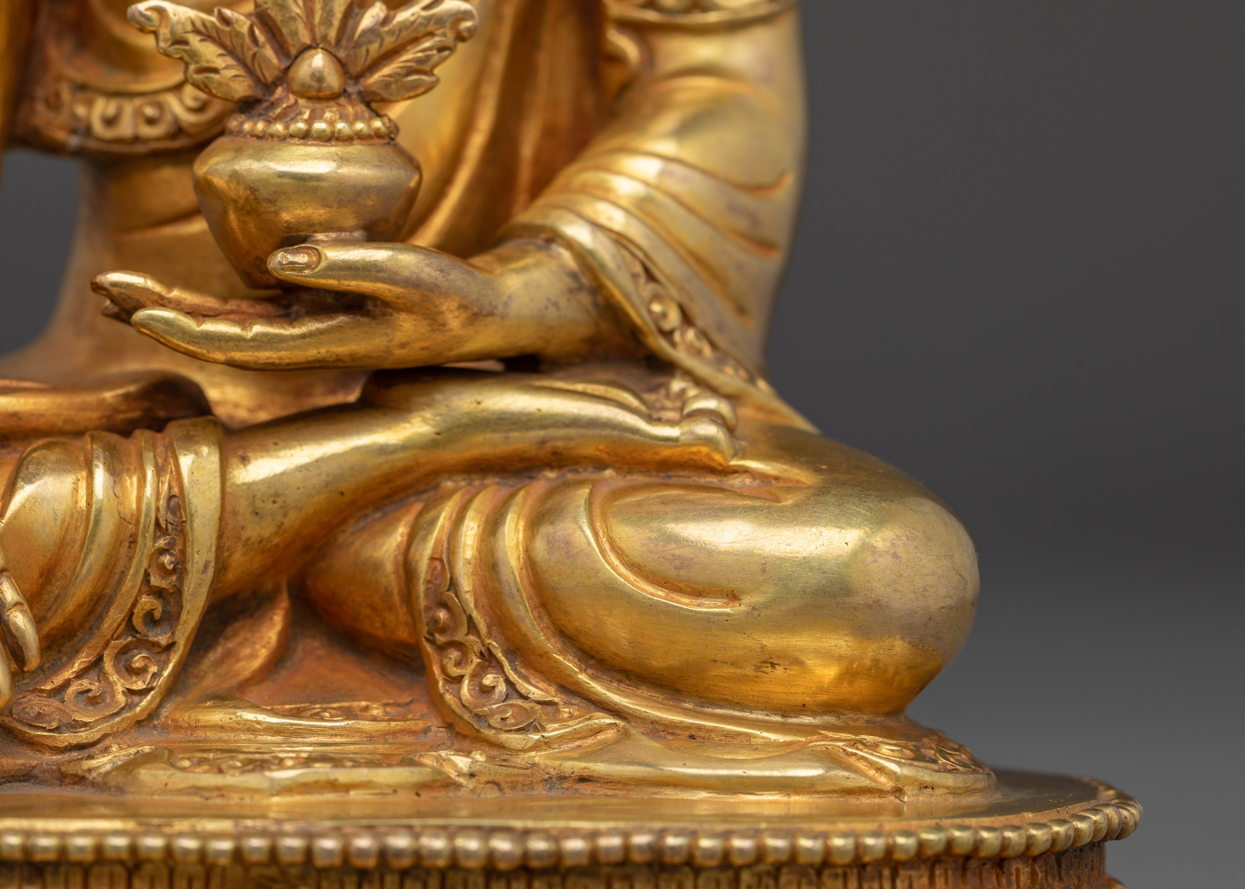 Handmade Golden Medicine Buddha Art | Spiritual Decor Figurine