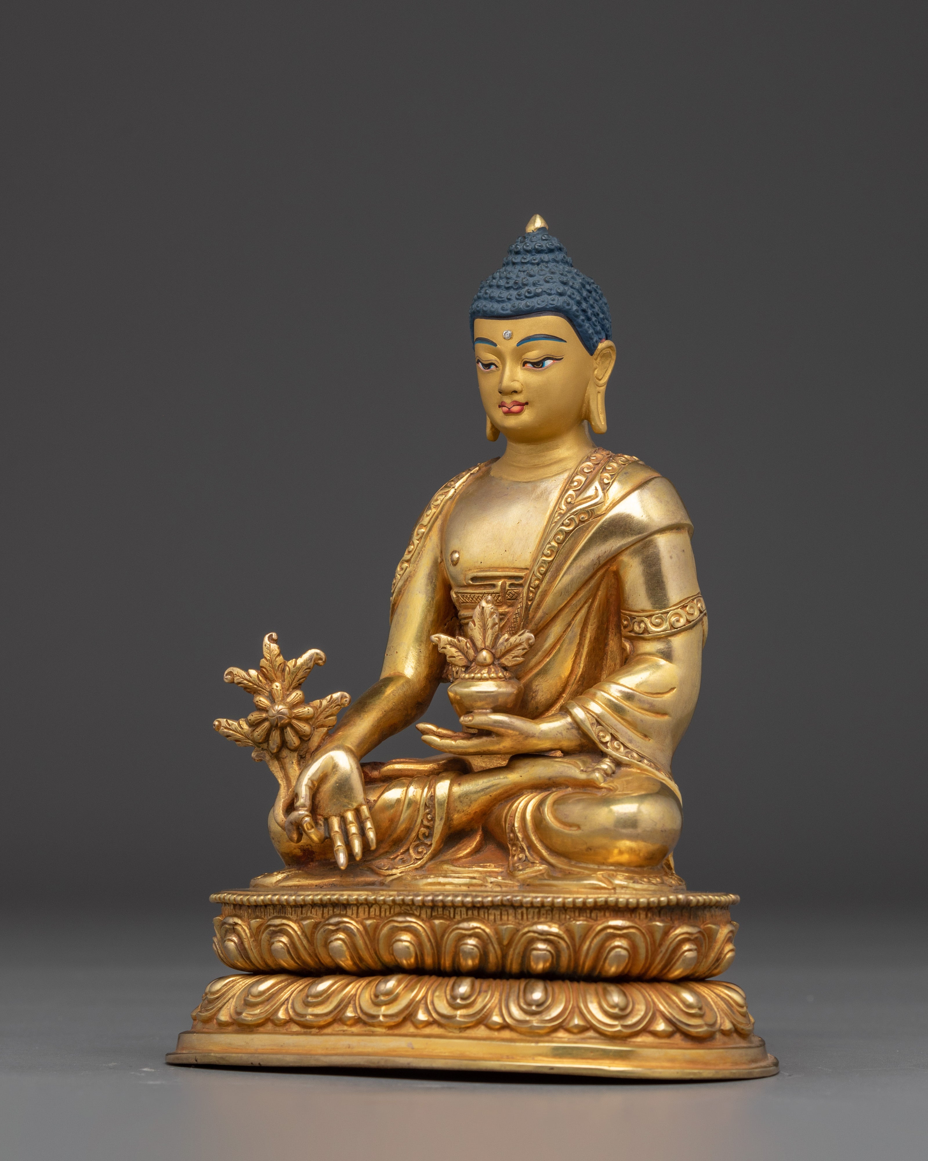 Handmade Golden Medicine Buddha Art | Spiritual Decor Figurine
