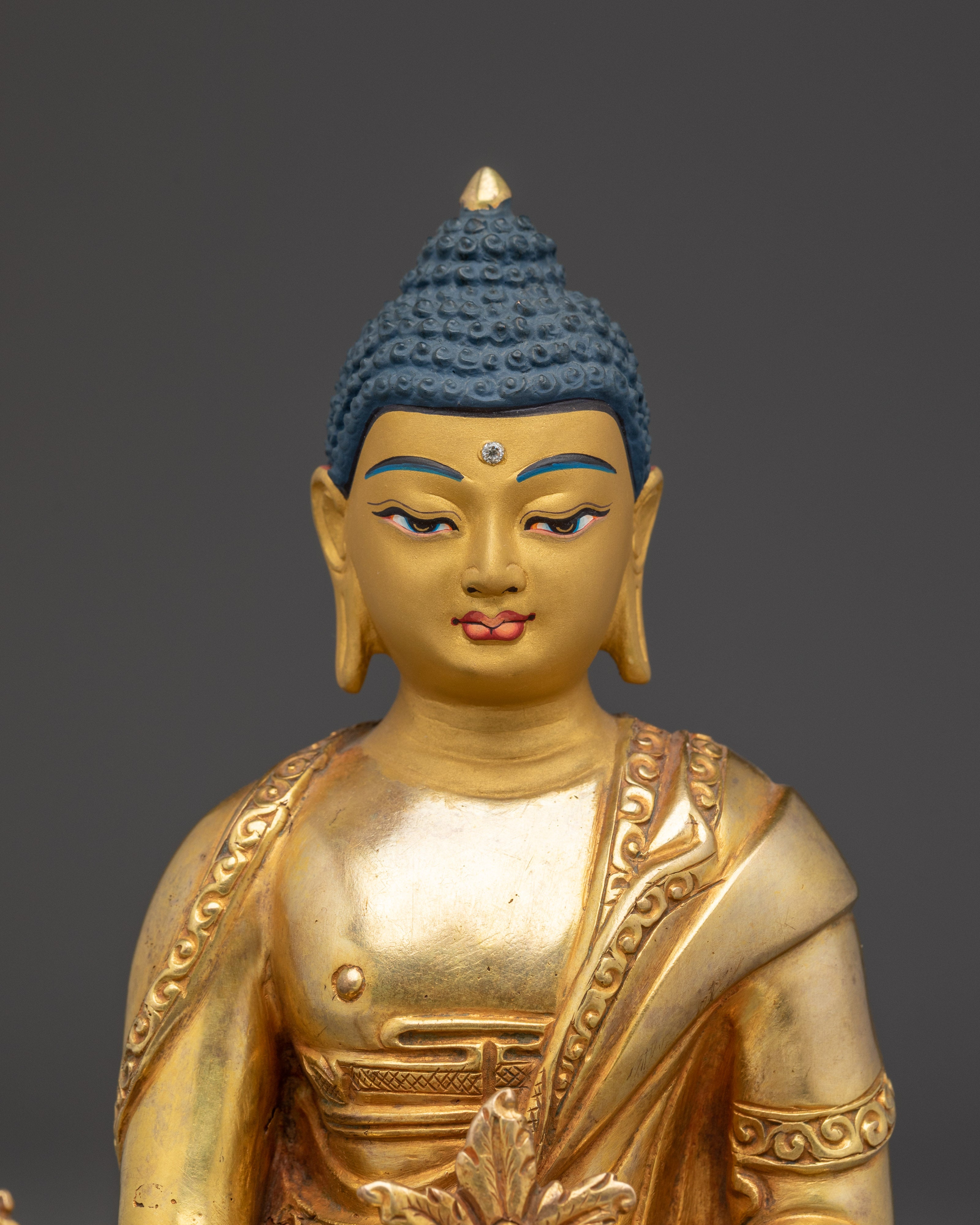 Handmade Golden Medicine Buddha Art | Spiritual Decor Figurine