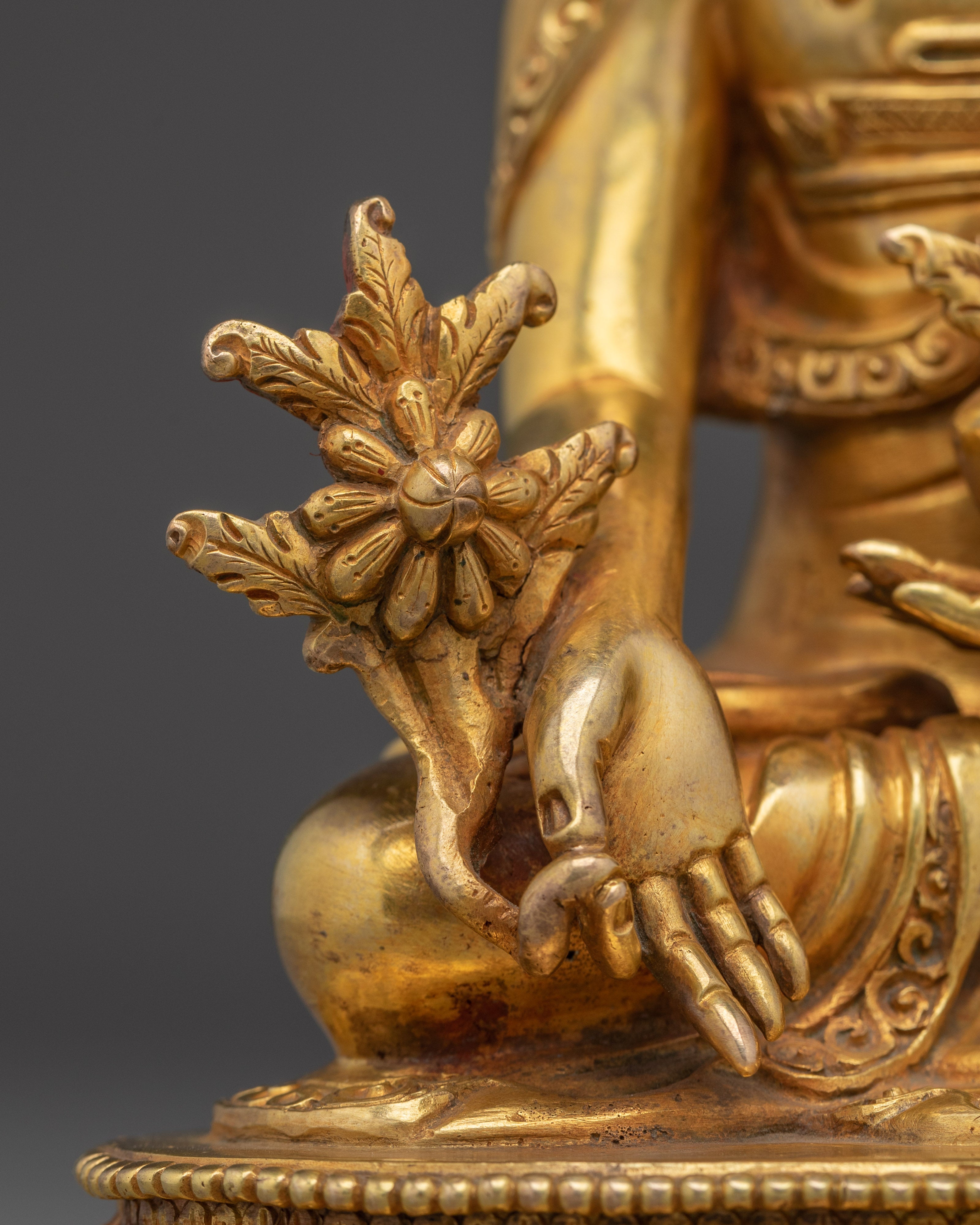 Handmade Golden Medicine Buddha Art | Spiritual Decor Figurine
