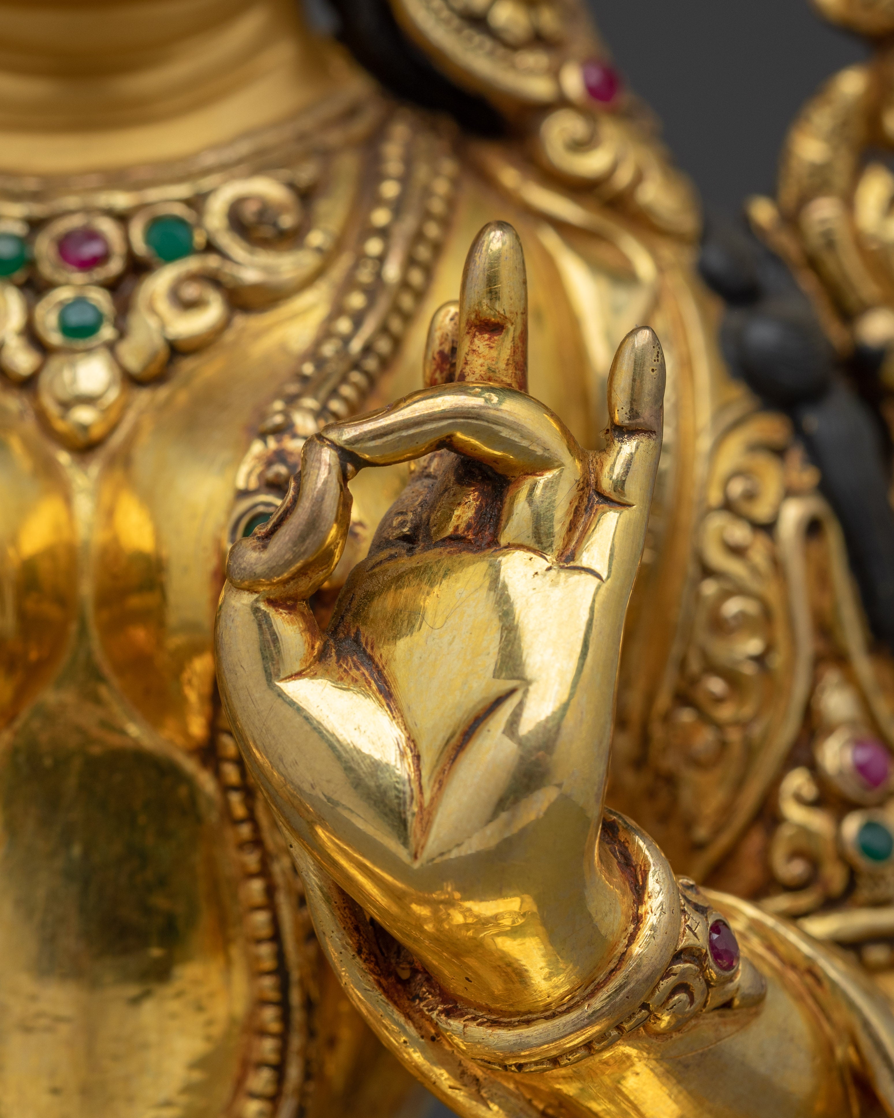 Golden Handmade Green Tara Art | Shyama Tara - Mother of Liberation
