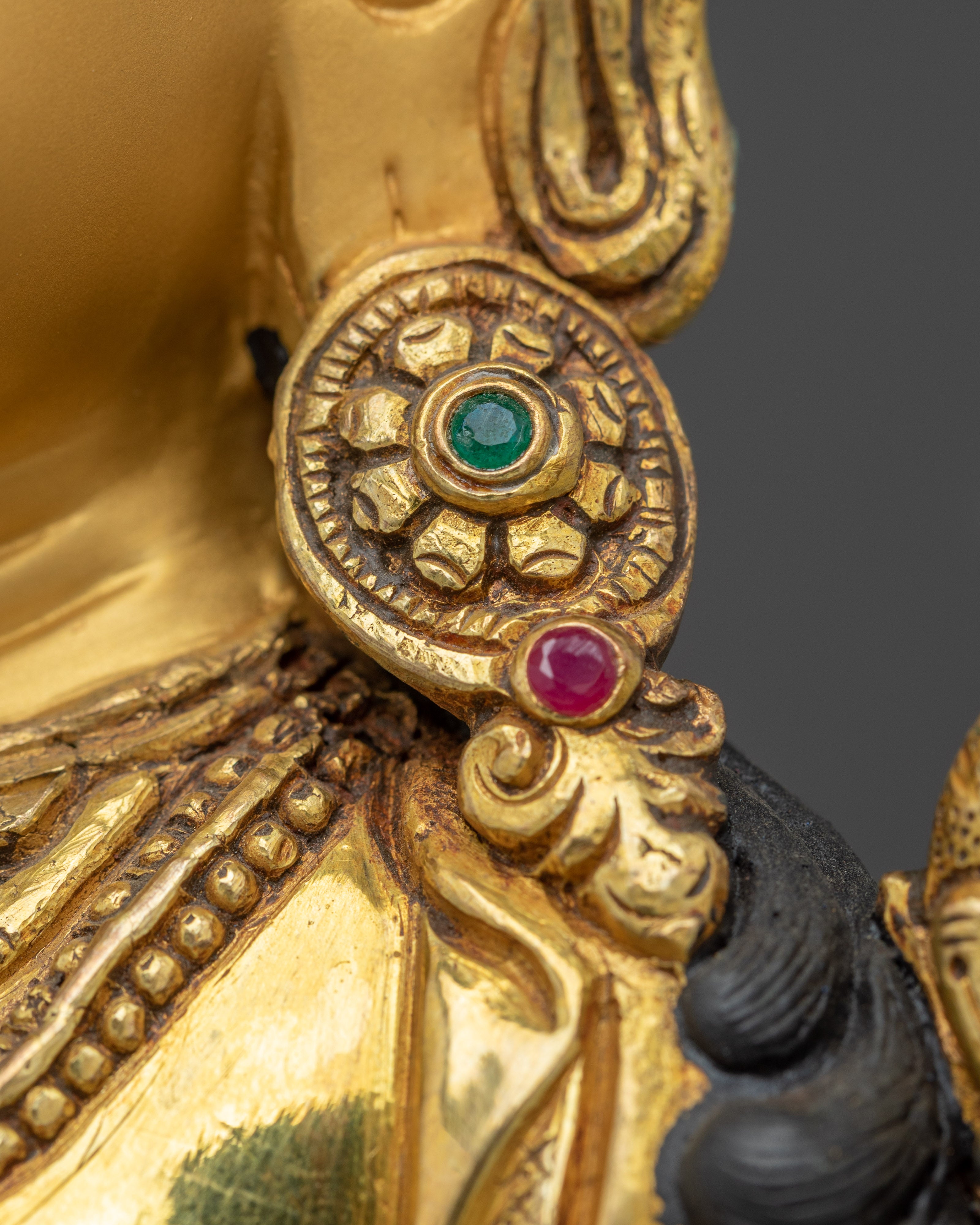 Golden Handmade Green Tara Art | Shyama Tara - Mother of Liberation