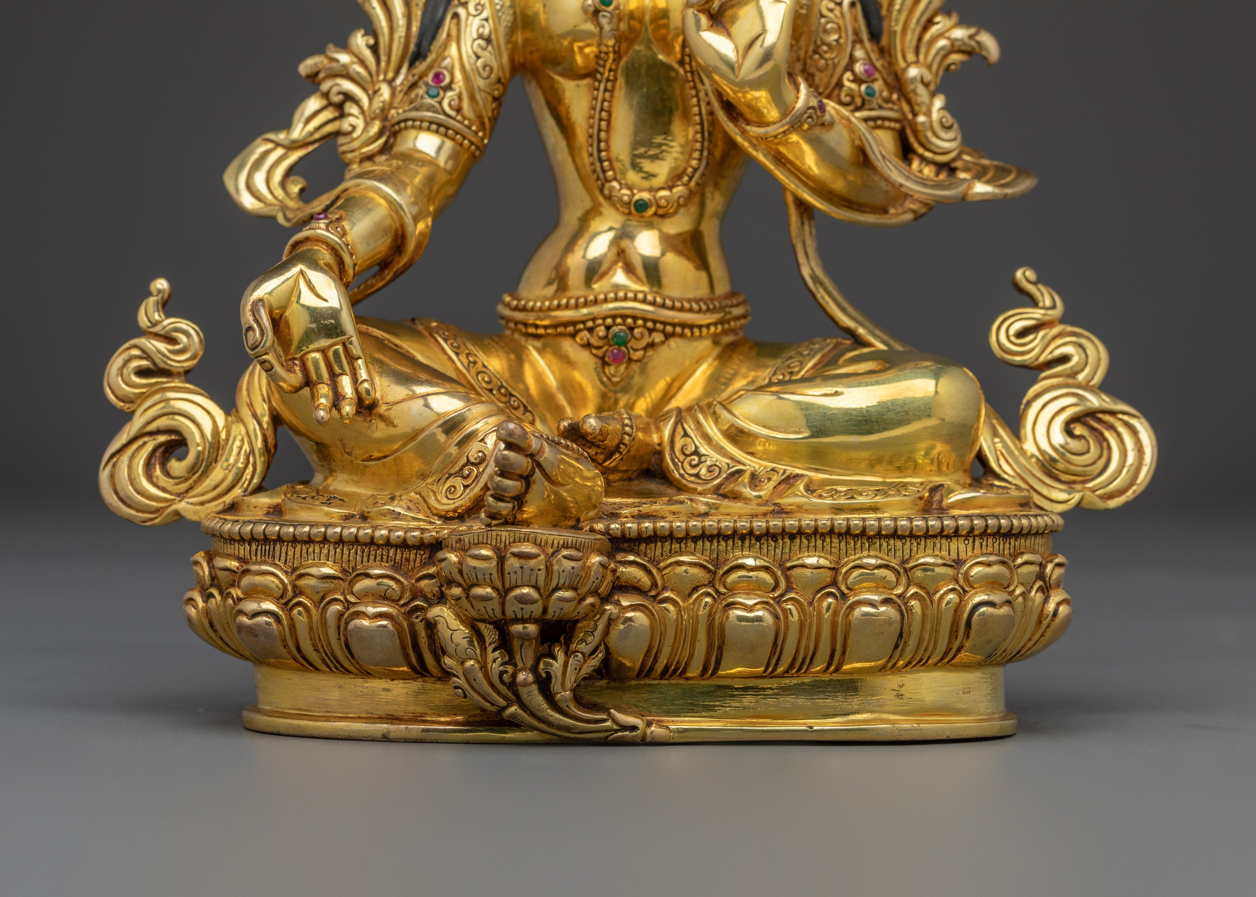 Golden Handmade Green Tara Art | Shyama Tara - Mother of Liberation