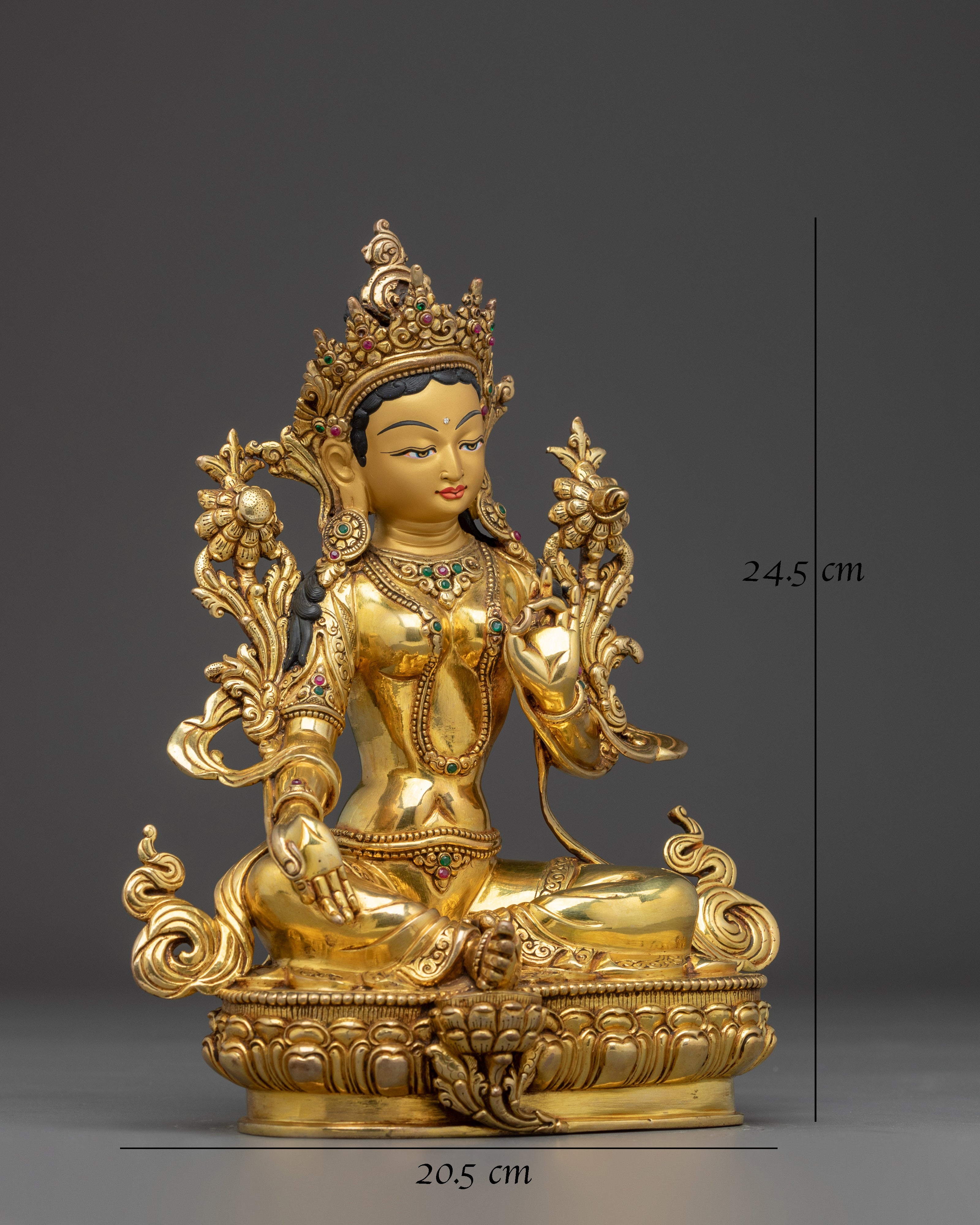 Golden Handmade Green Tara Art | Shyama Tara