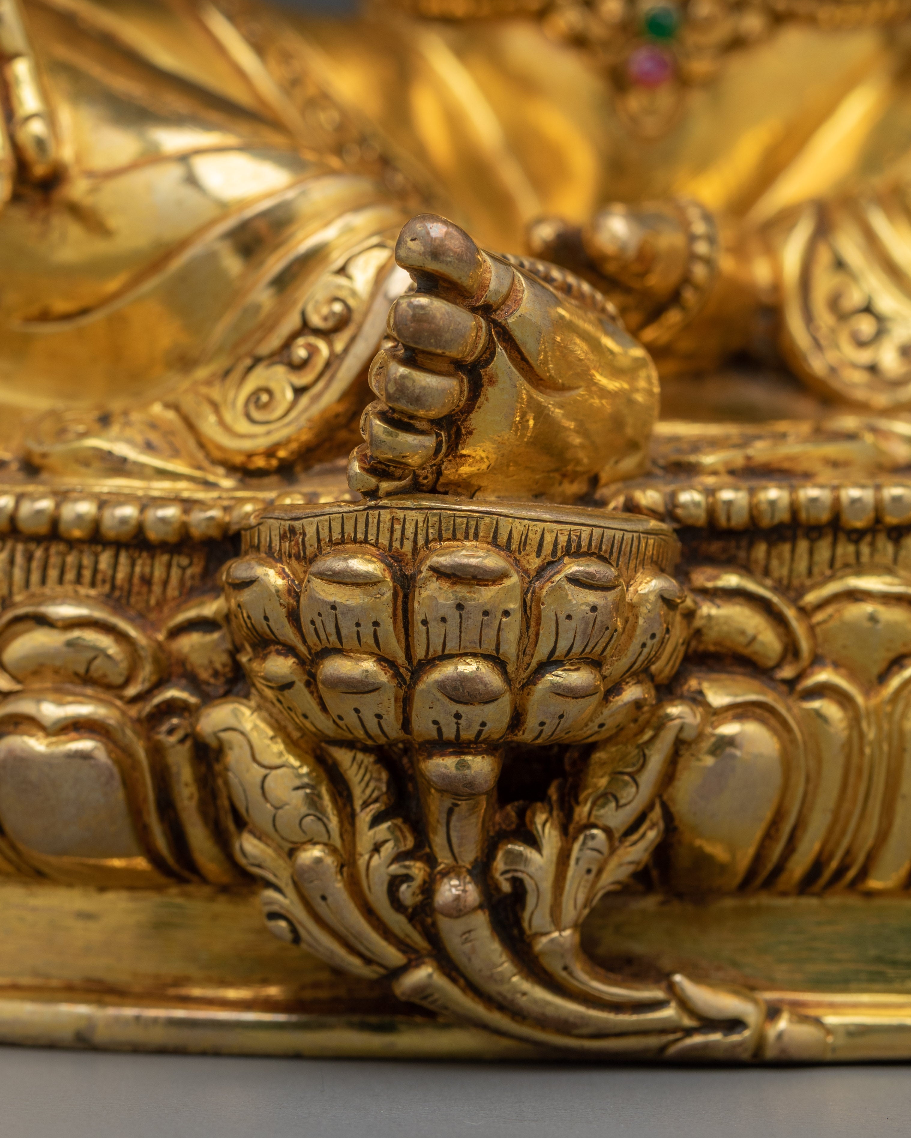 Golden Handmade Green Tara Art | Shyama Tara - Mother of Liberation