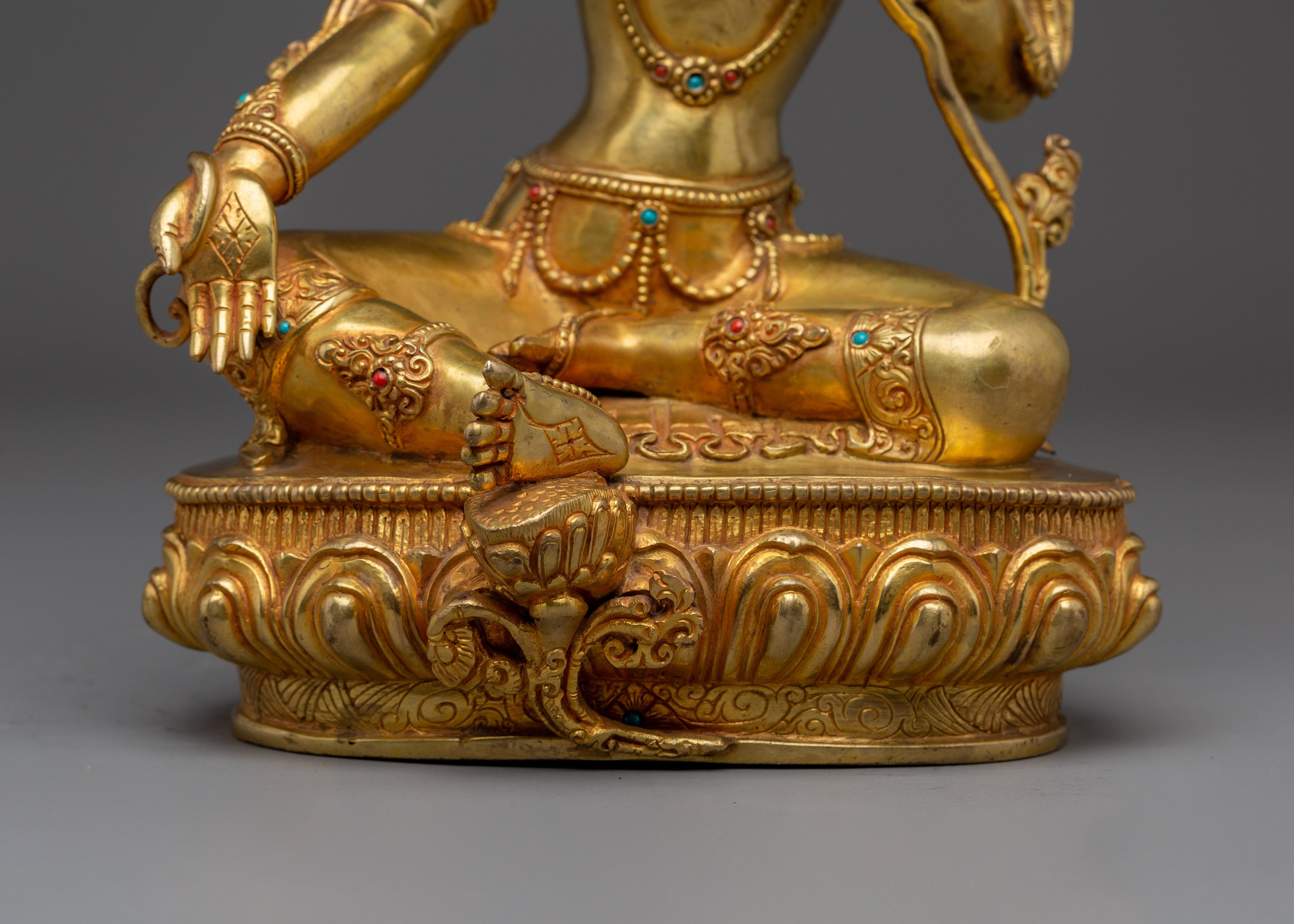 Golden Handmade Green Tara Artwork | Shyama Tara - Mother of Liberation