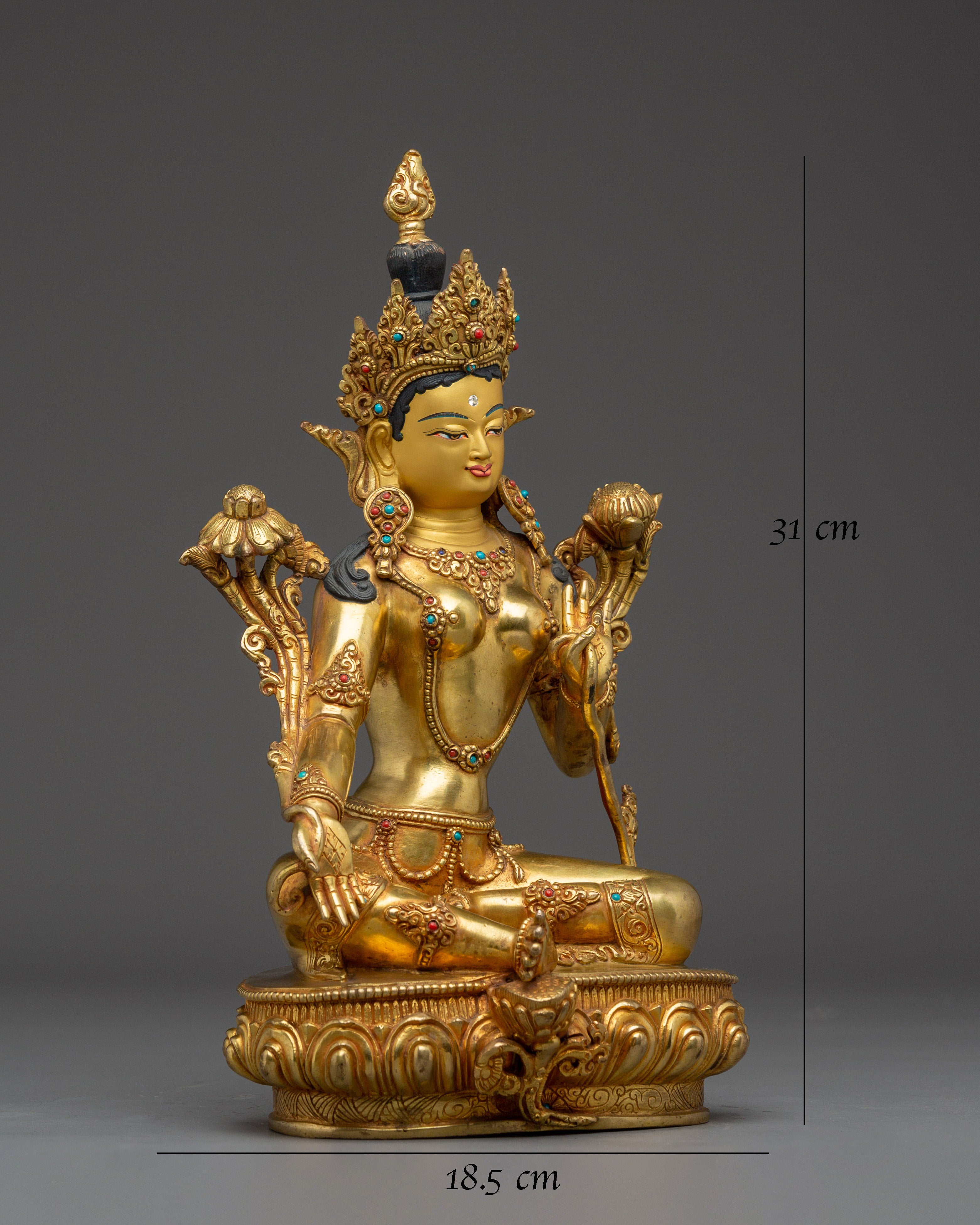 Golden Handmade Green Tara Artwork | Shyama Tara