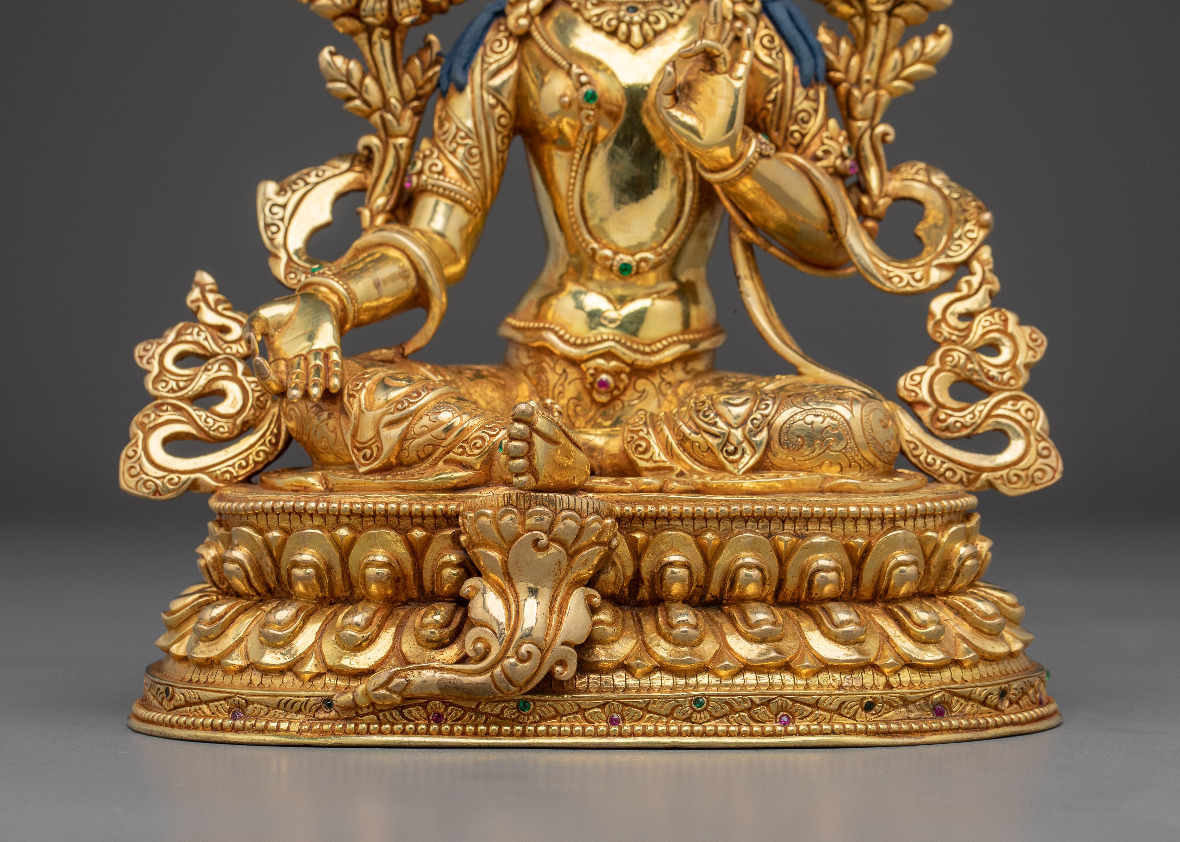 Golden Handmade Green Tara Art | Shyama Tara - Mother of Liberation