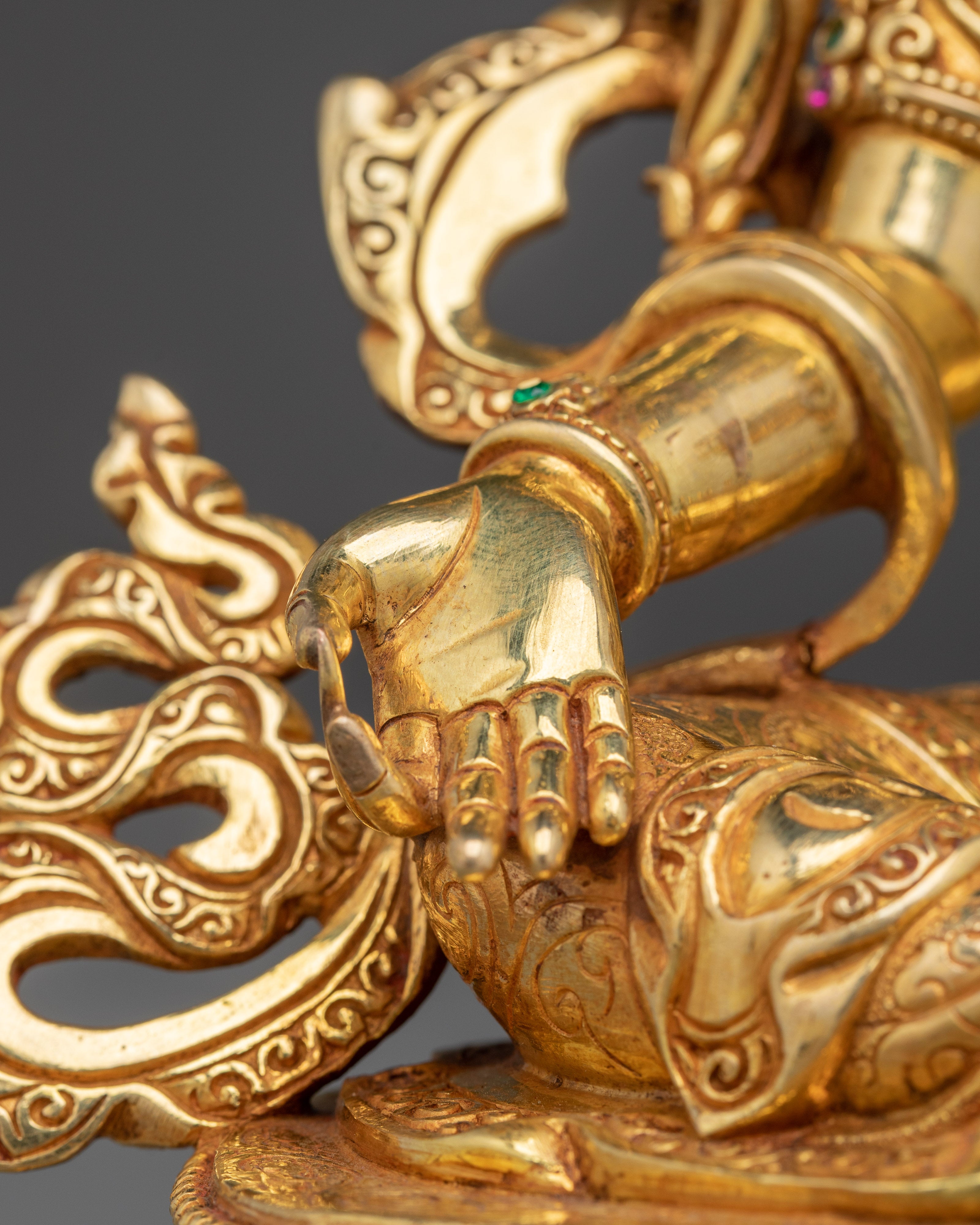 Golden Handmade Green Tara Art | Shyama Tara - Mother of Liberation