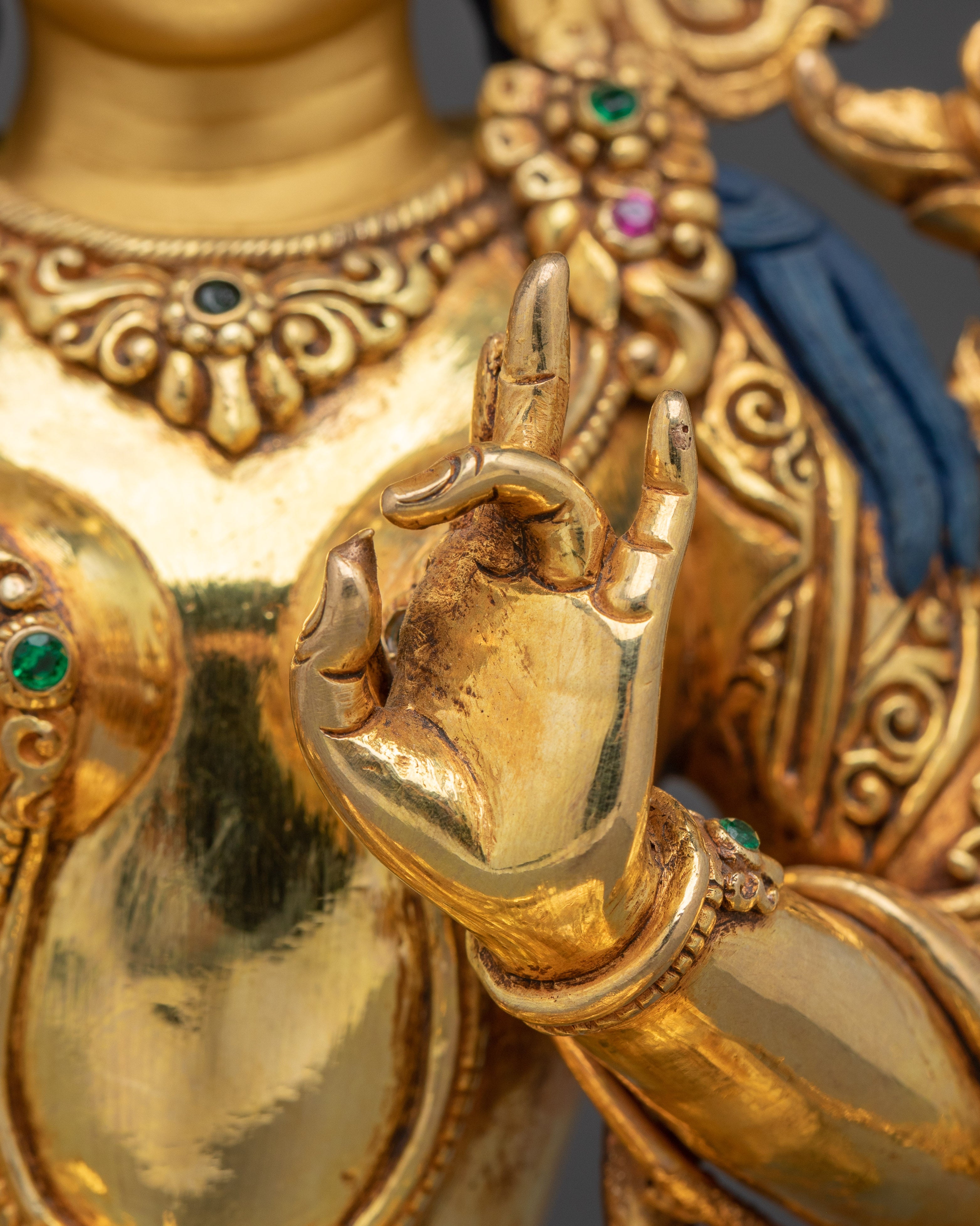 Golden Handmade Green Tara Art | Shyama Tara - Mother of Liberation