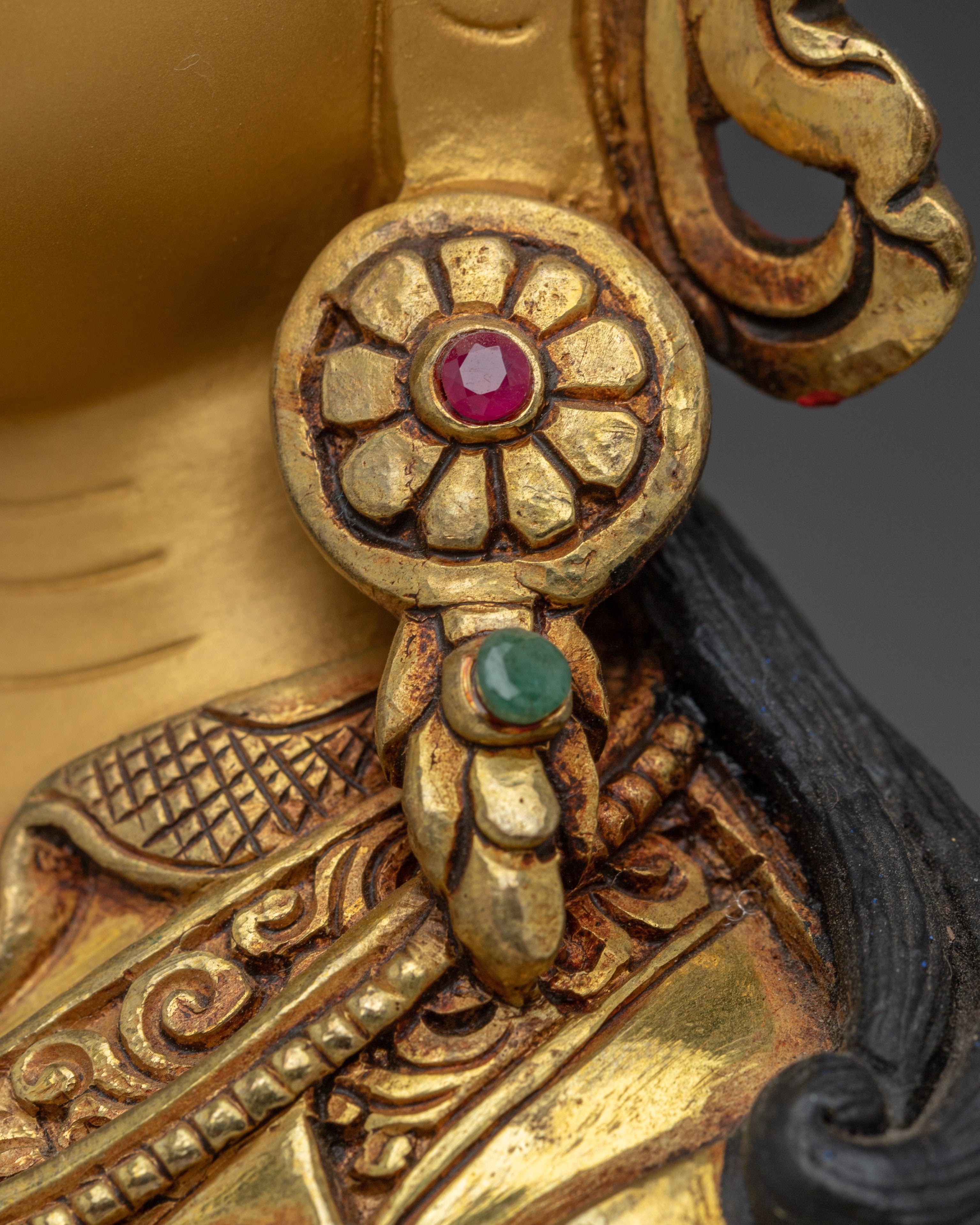 Guru Rinpoche Padmasambhava Copper Art | 24K Gold Gilded Buddhist Sculpture