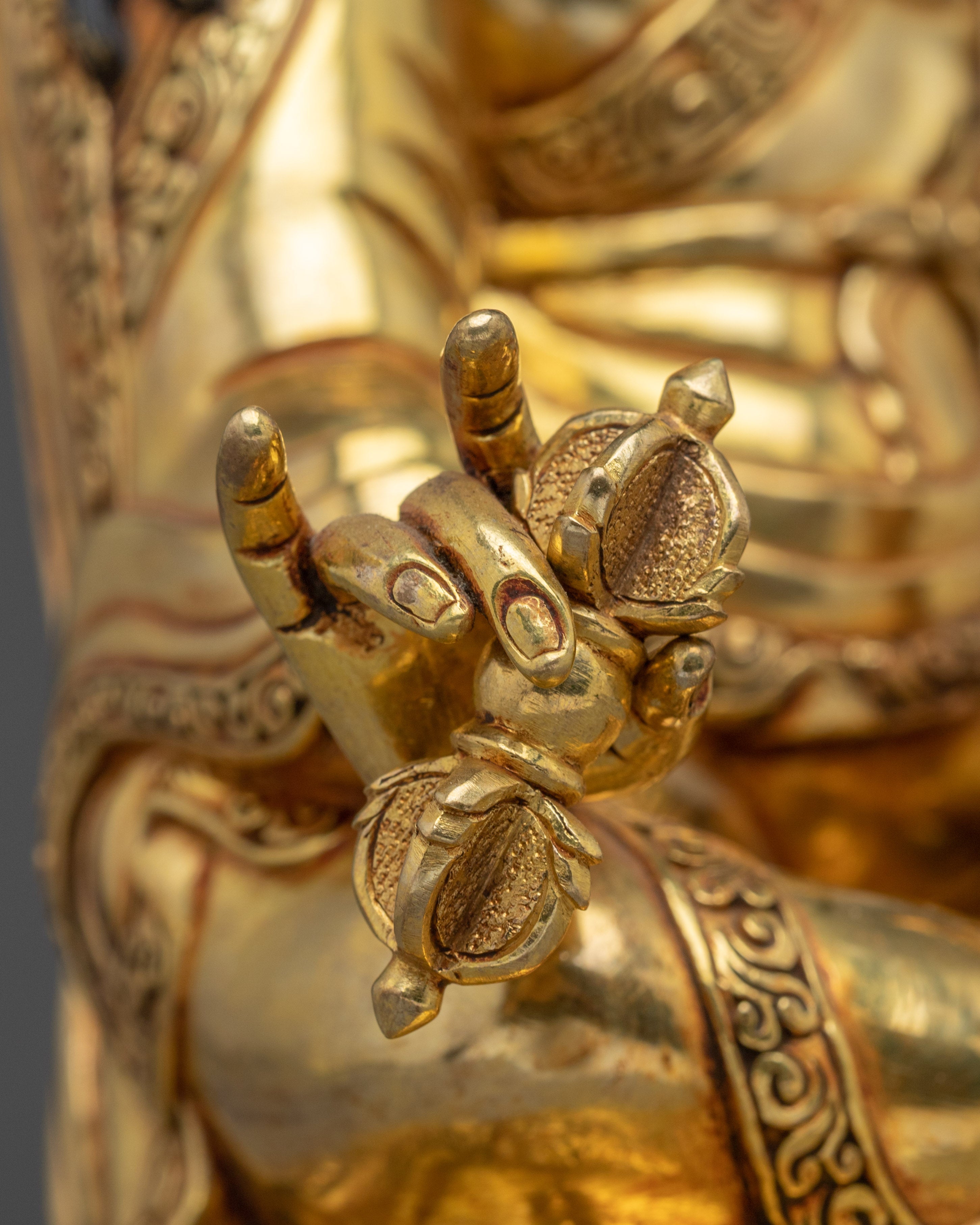 Guru Rinpoche Padmasambhava Copper Art | 24K Gold Gilded Buddhist Sculpture