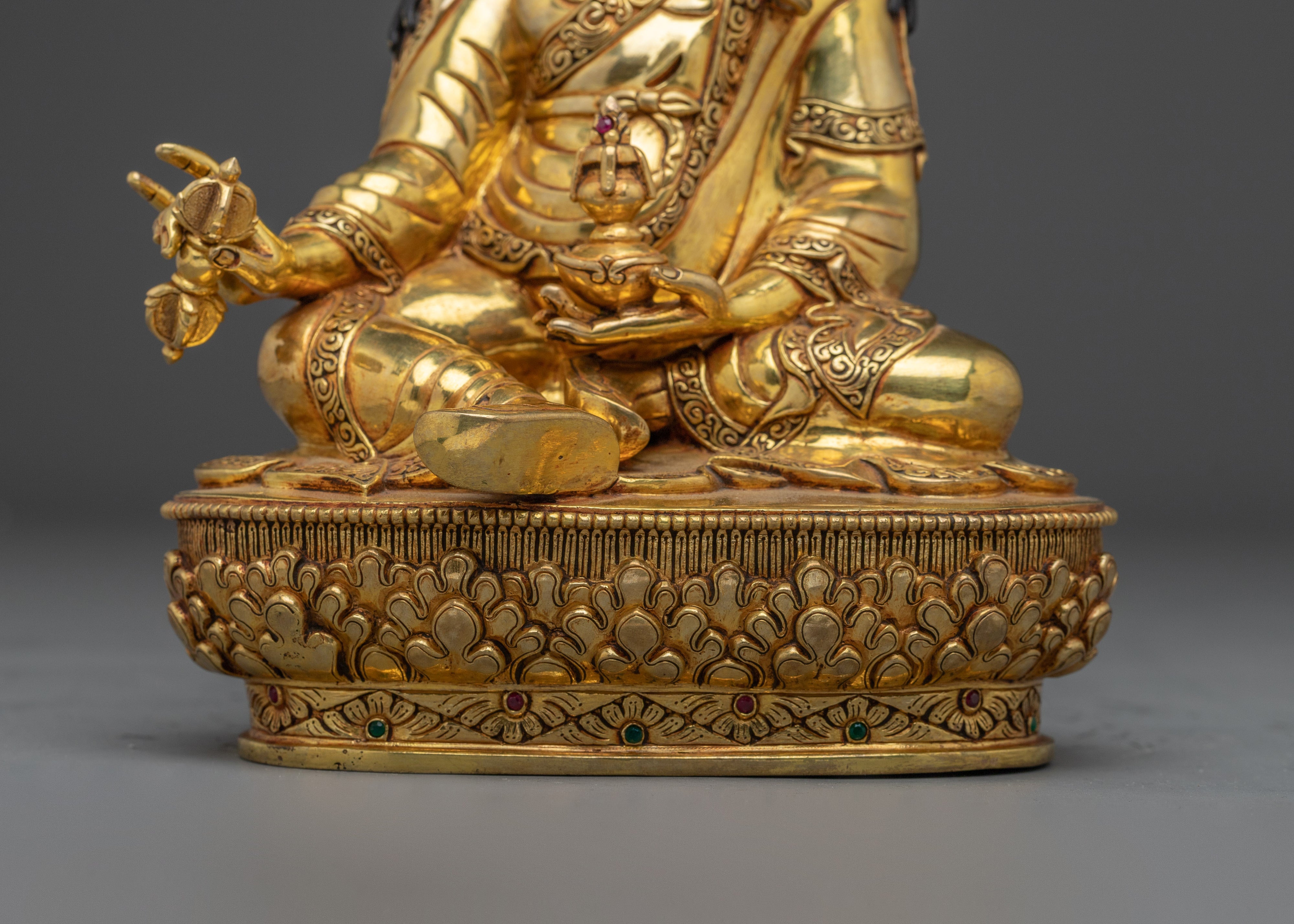 Guru Rinpoche Padmasambhava Copper Art | 24K Gold Gilded Buddhist Sculpture