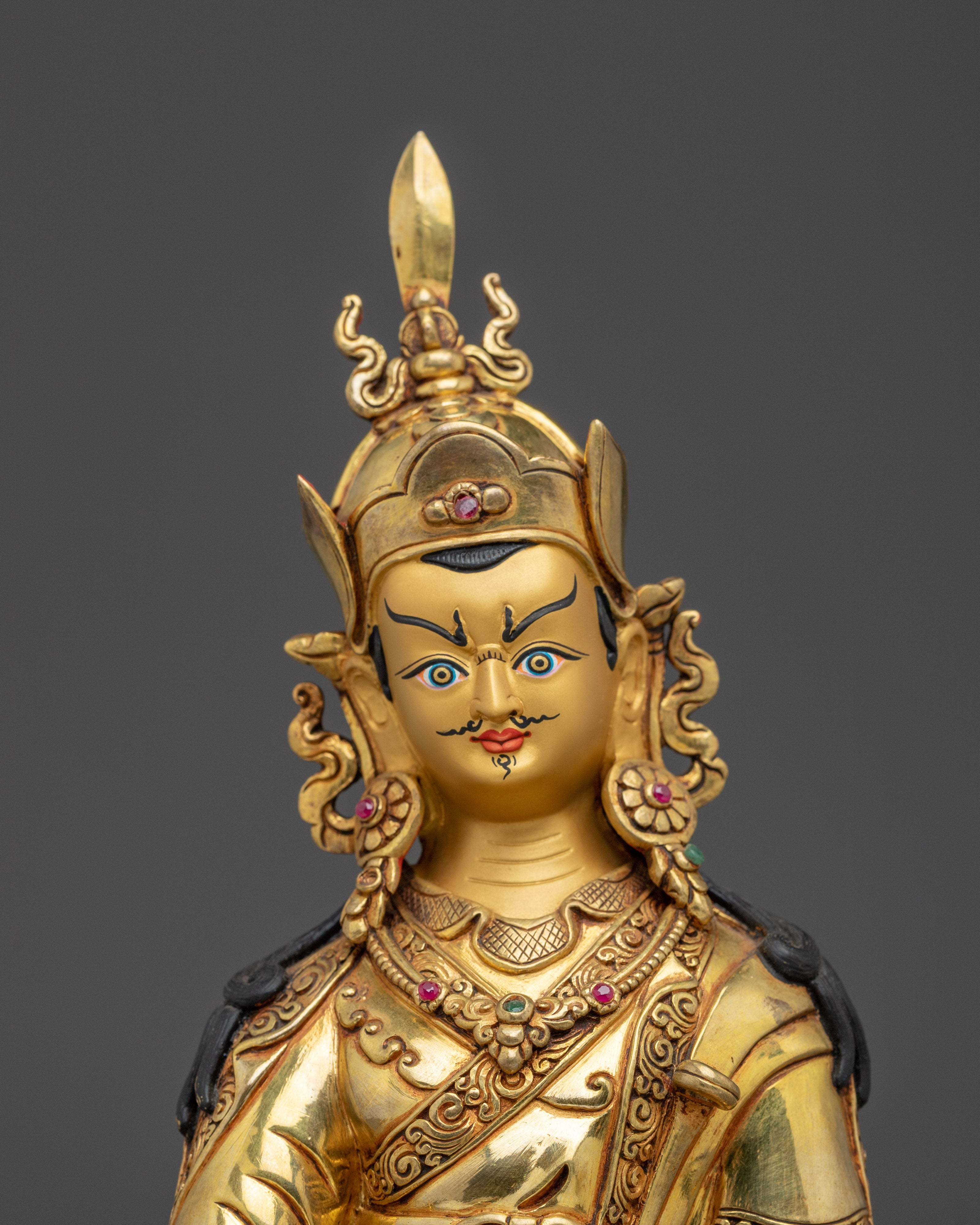 Guru Rinpoche Padmasambhava Copper Art | 24K Gold Gilded Buddhist Sculpture