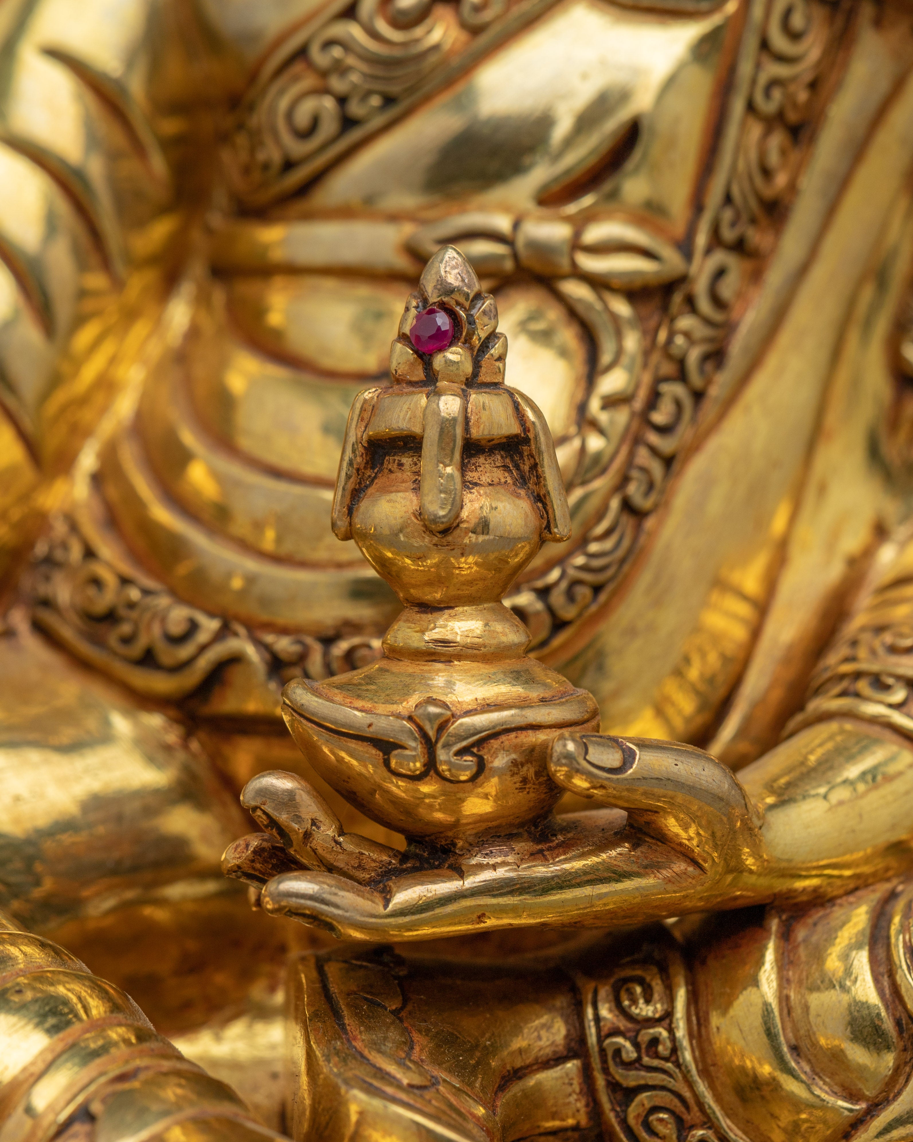 Guru Rinpoche Padmasambhava Copper Art | 24K Gold Gilded Buddhist Sculpture