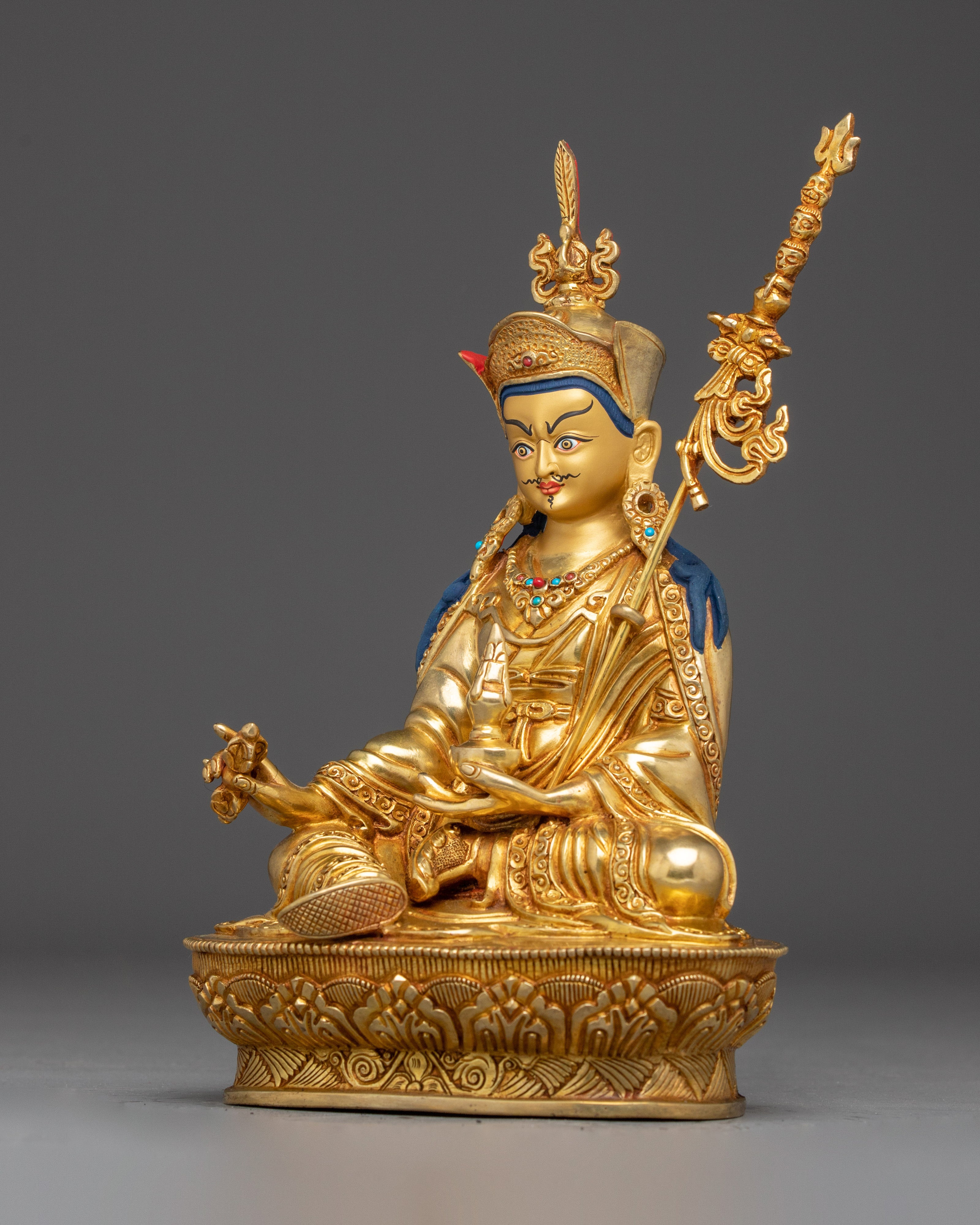 Golden Statue of Guru Rinpoche | Himalayan Padmasambhava Statue