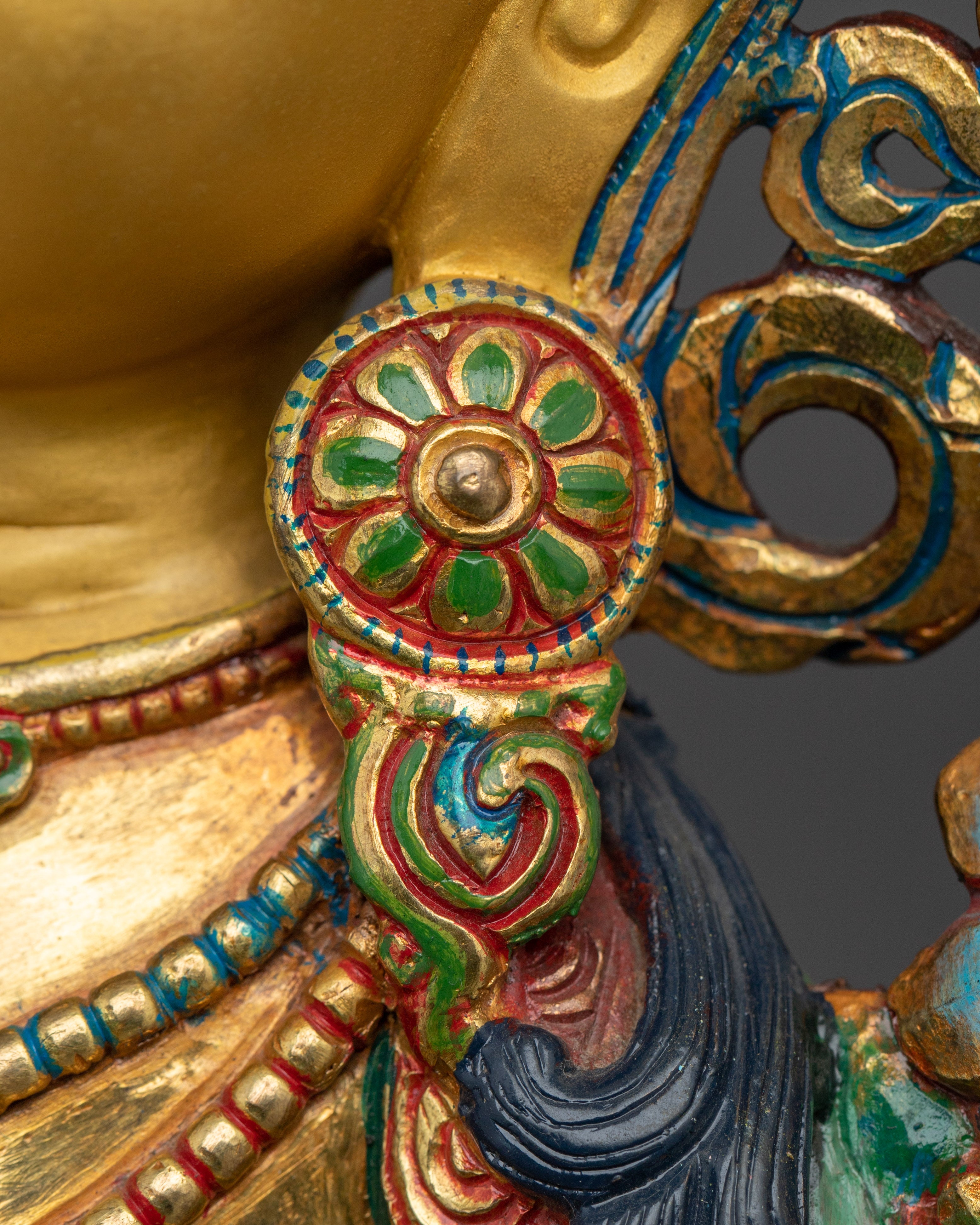 Golden Copper Manjushri Handmade Statue | Buddhist Deity for Wisdom