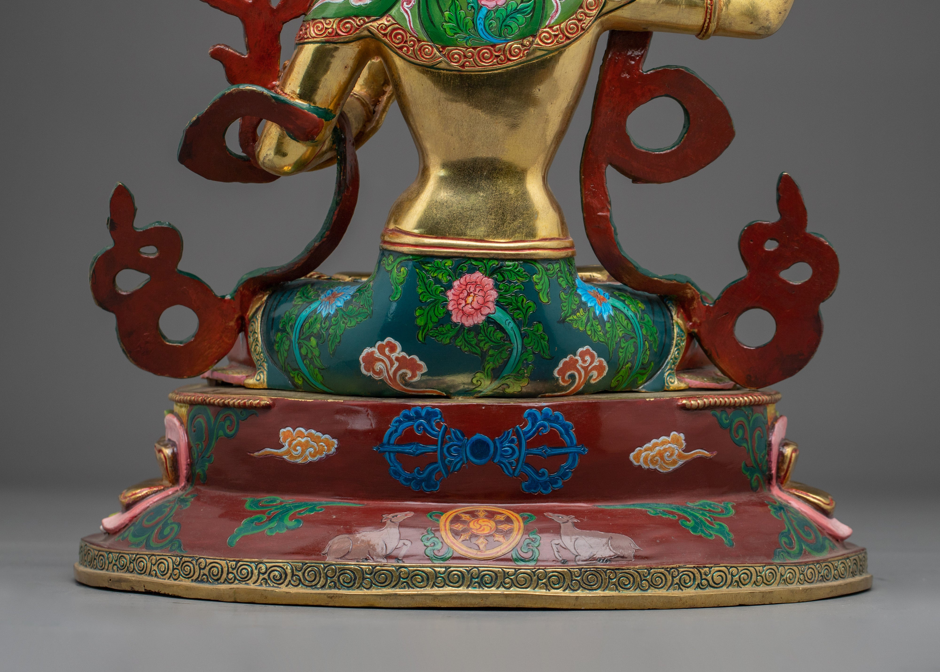 Golden Copper Manjushri Handmade Statue | Buddhist Deity for Wisdom