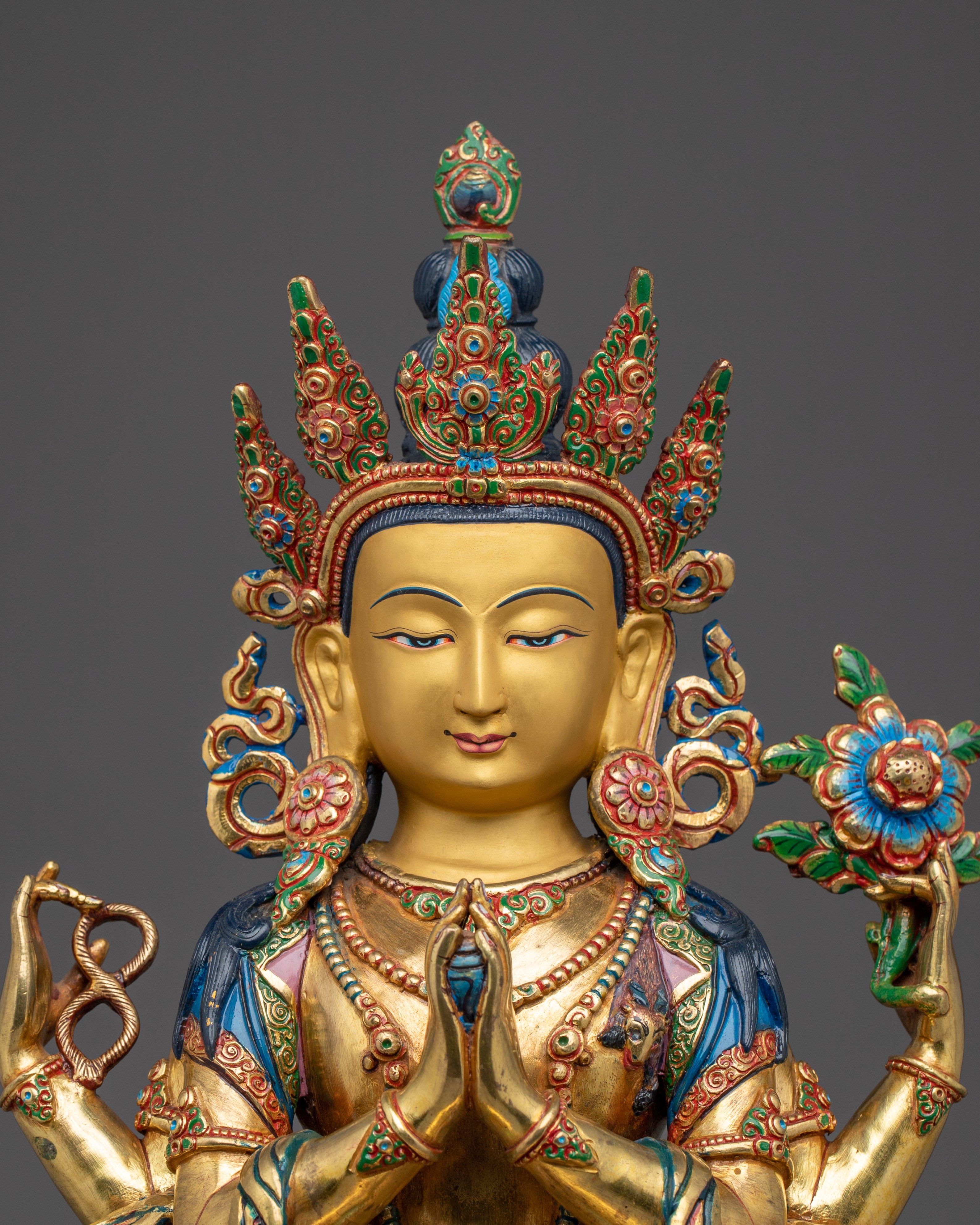 4-Armed Avalokiteshvara Figurine | Tibetan Sculpture