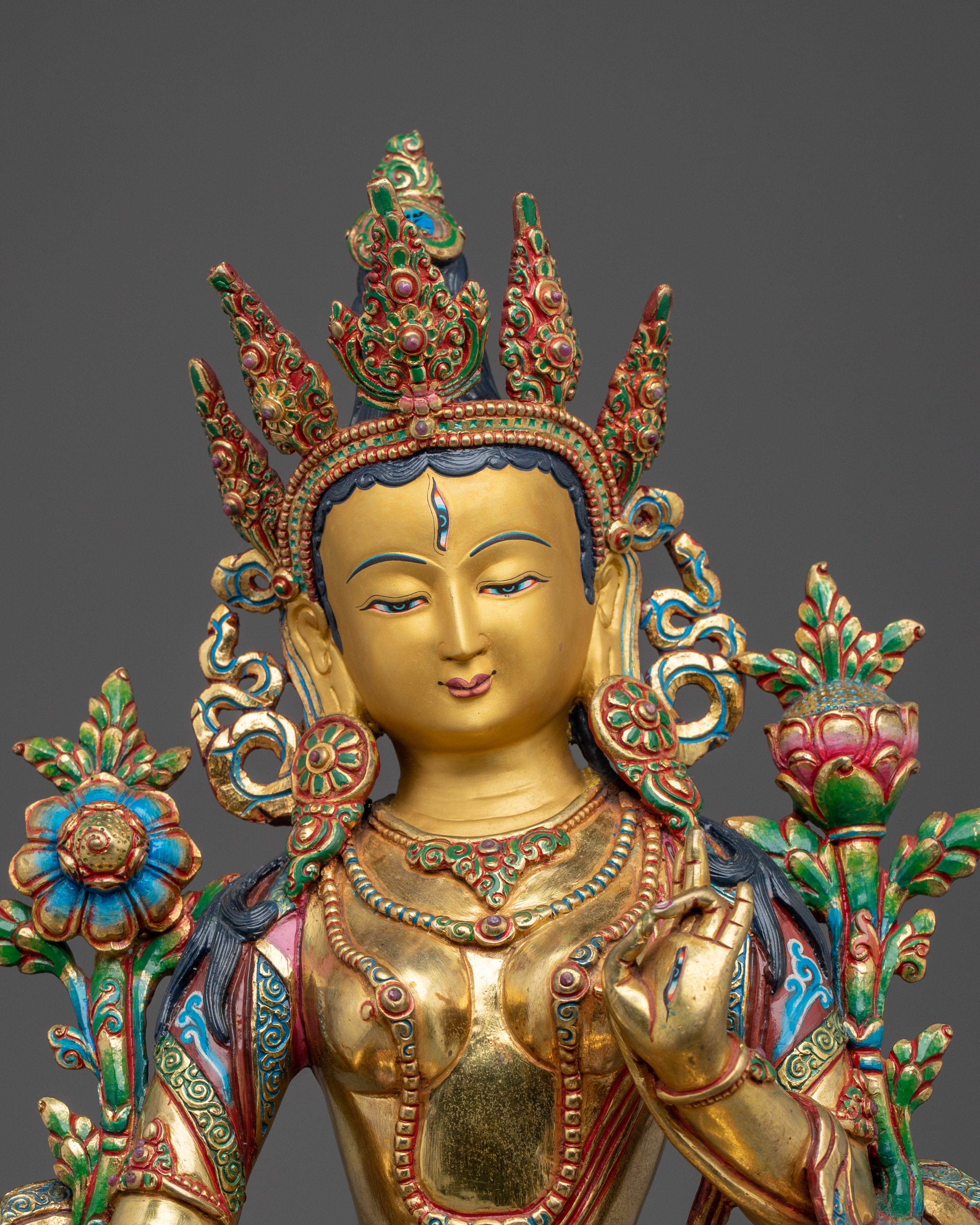 Golden White Tara Spiritual Statue | Enlightened Compassion Deity