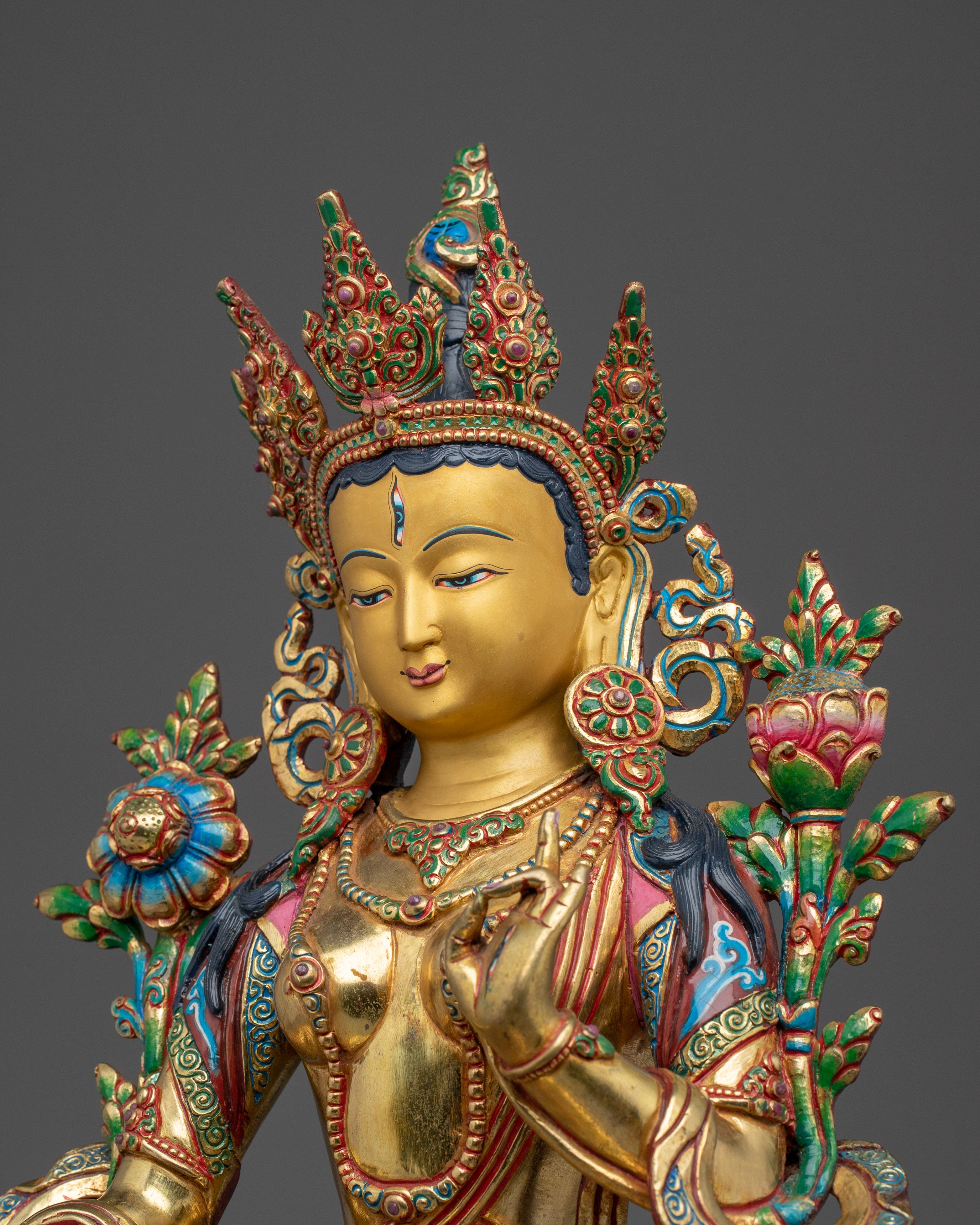 Golden White Tara Spiritual Statue | Enlightened Compassion Deity