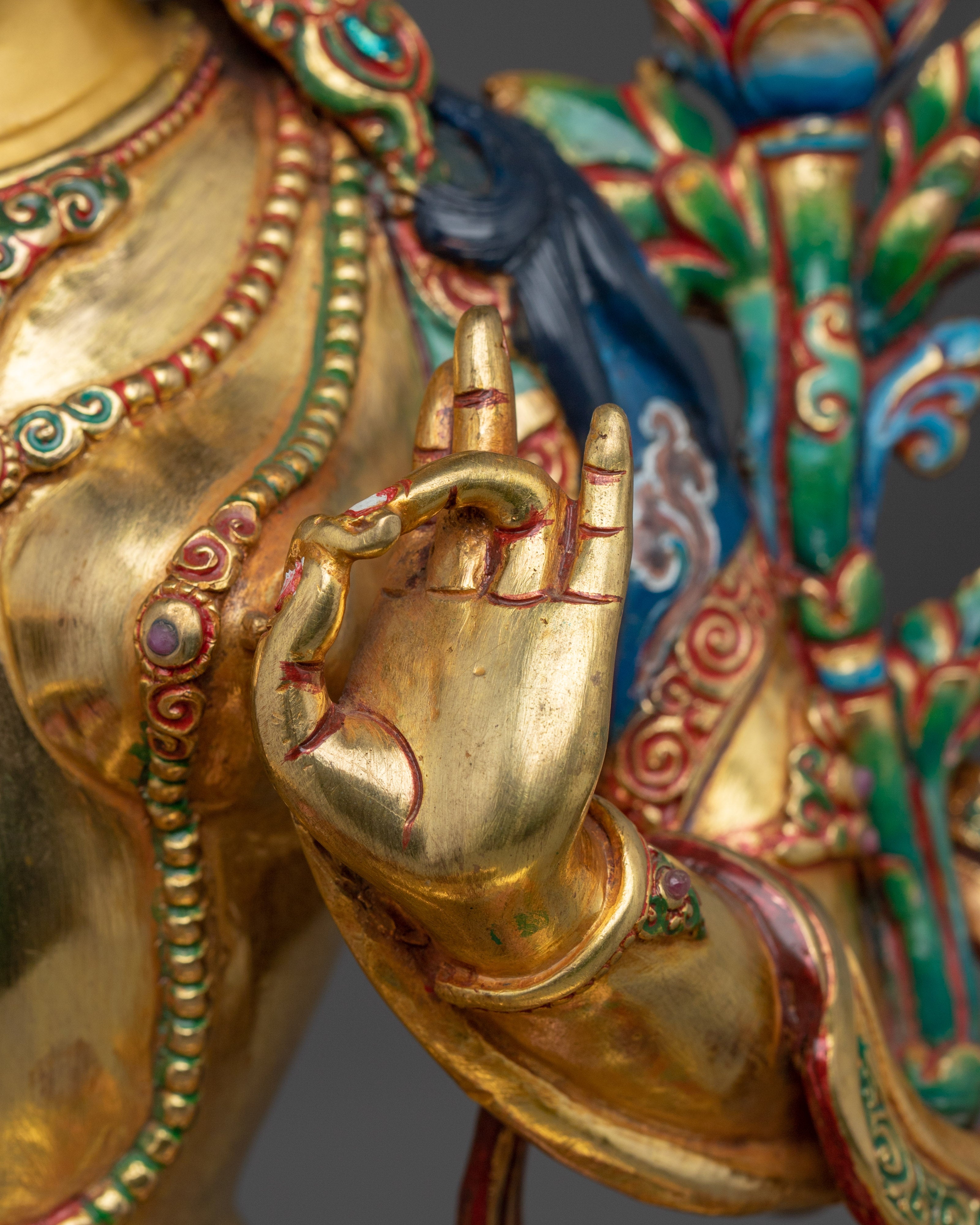 Golden Handmade Green Tara Statue | Shyama Tara - Mother of Liberation