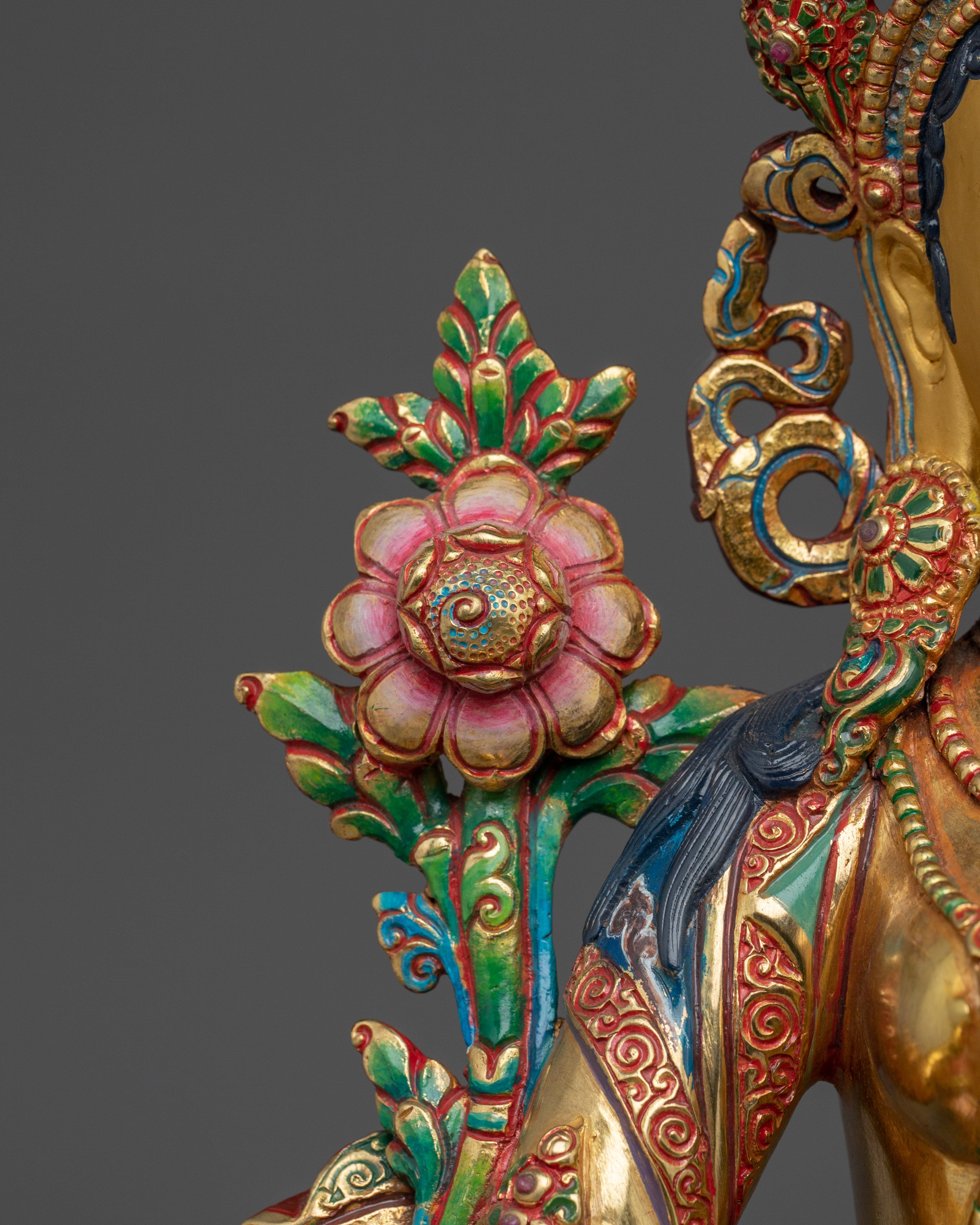 Golden Handmade Green Tara Statue | Shyama Tara - Mother of Liberation