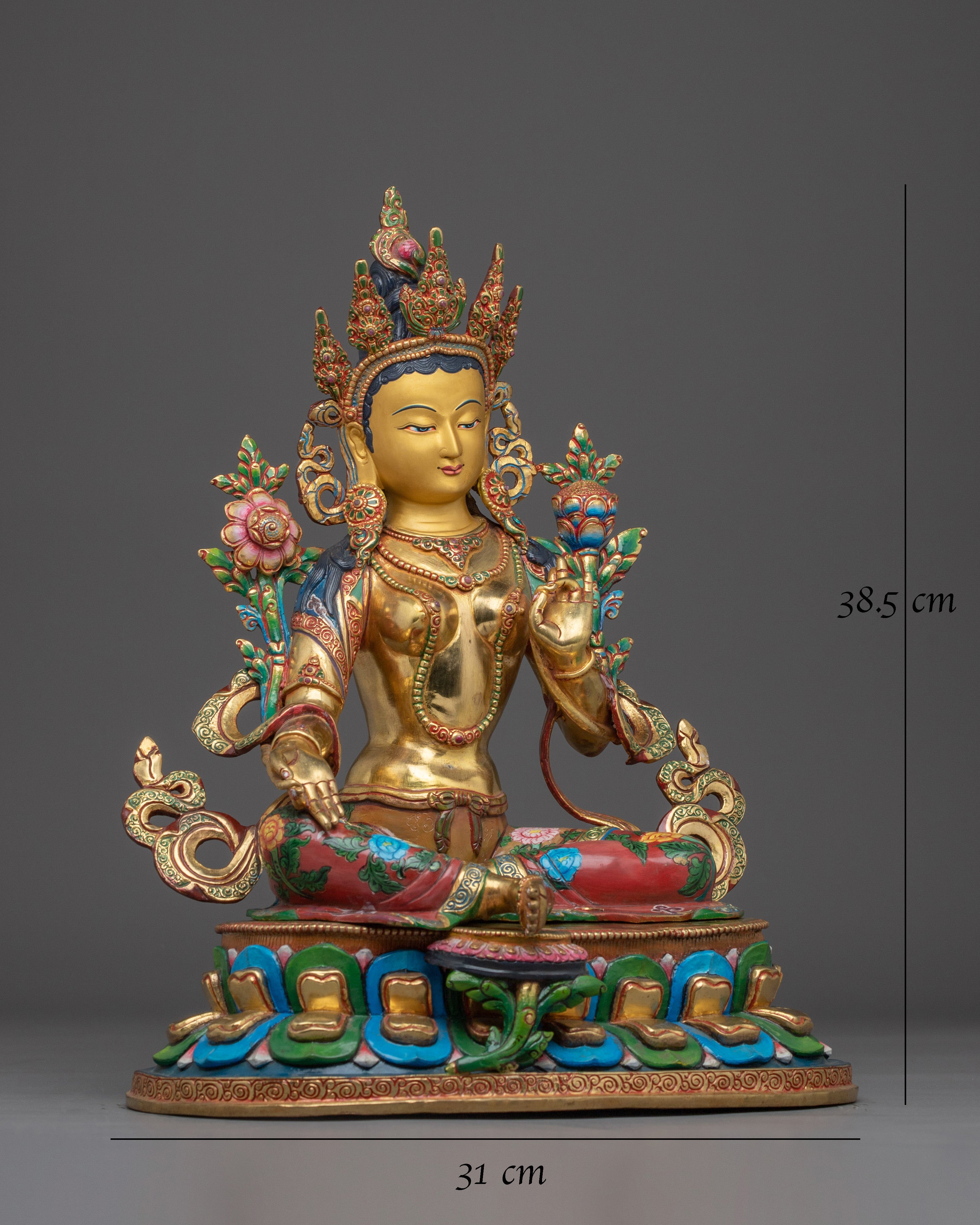 Golden Handmade Green Tara Statue | Shyama Tara