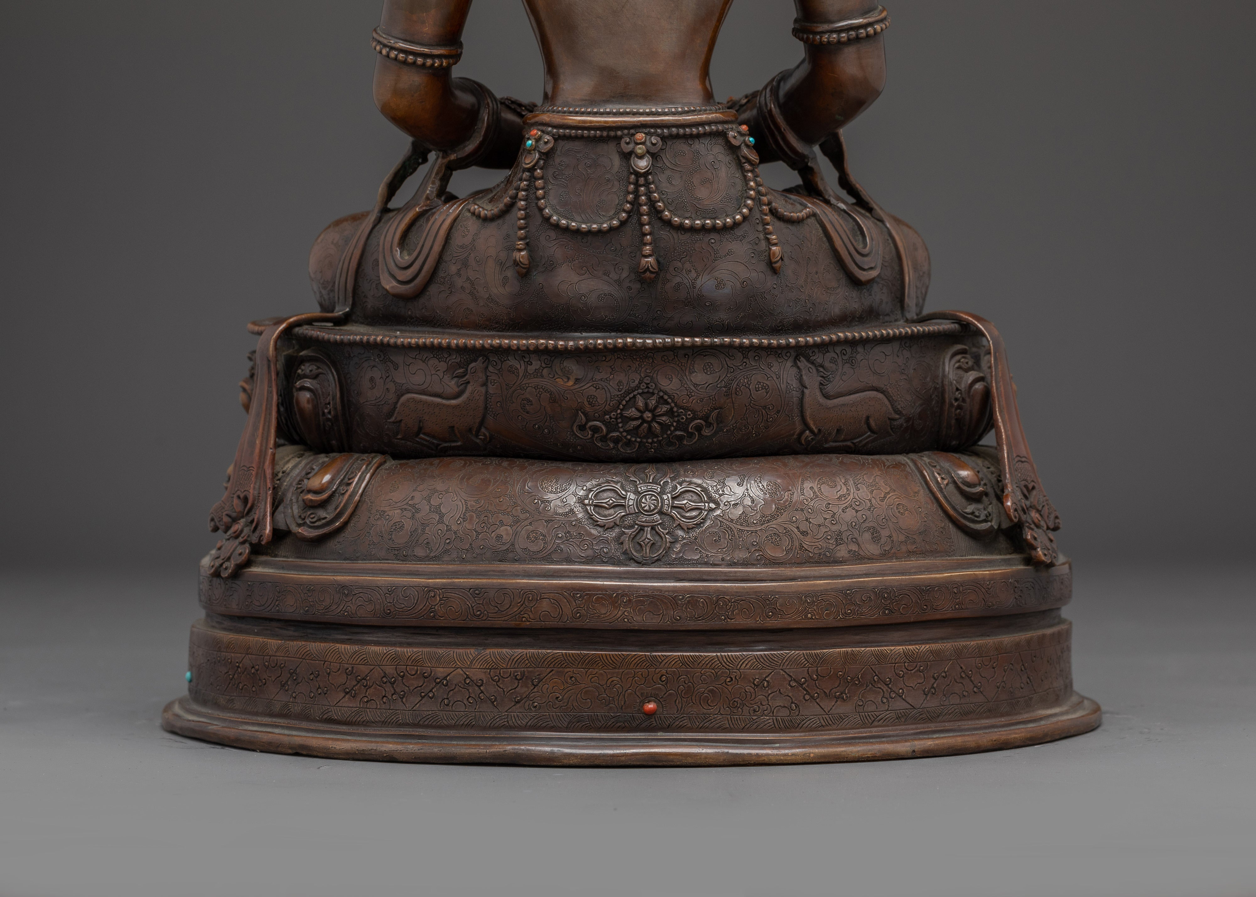 Crown Amitabha Buddha in Oxidized Copper | Ideal for Altars and Meditation