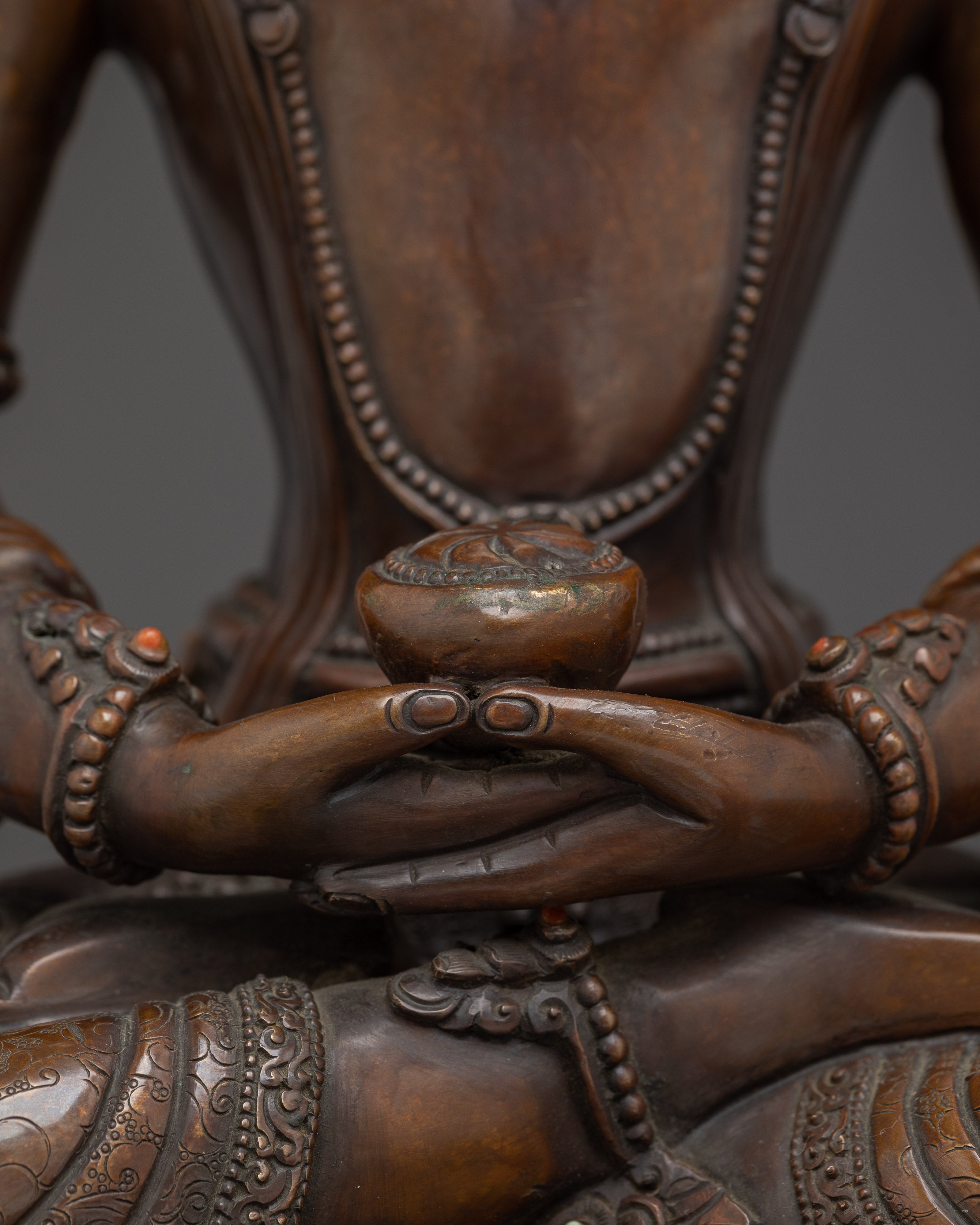 Crown Amitabha Buddha in Oxidized Copper | Ideal for Altars and Meditation