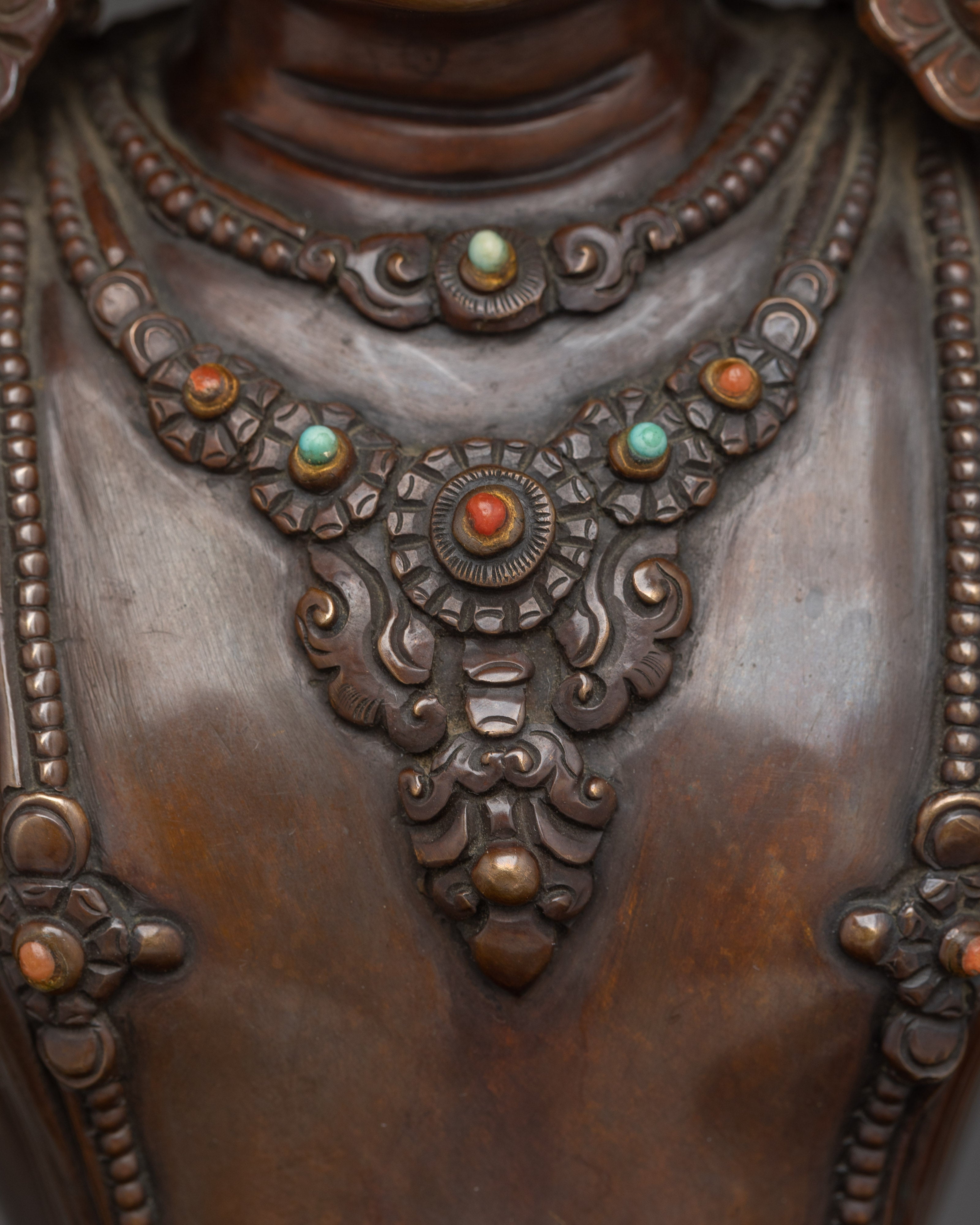 Crown Amitabha Buddha in Oxidized Copper | Ideal for Altars and Meditation
