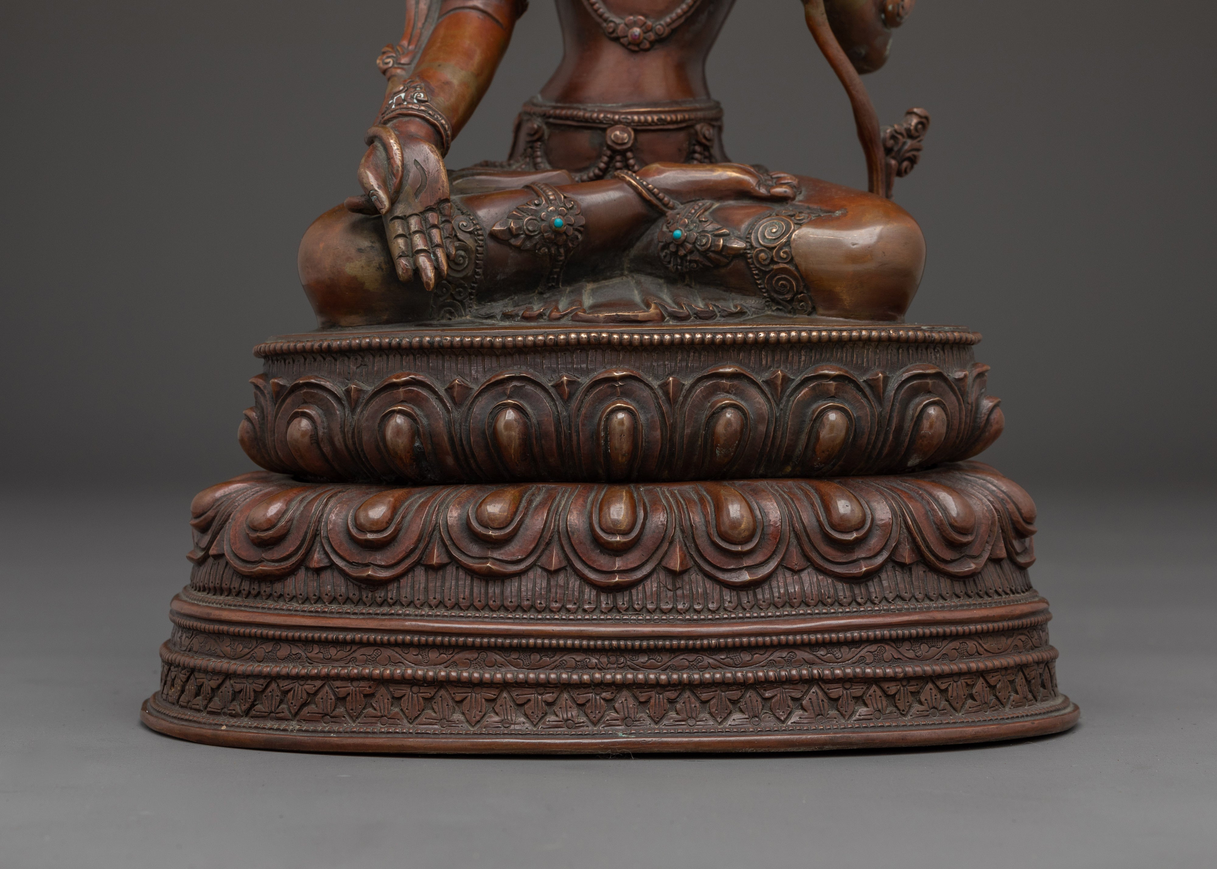 Oxidized White Tara Art in Copper | Symbol of Compassion and Longevity