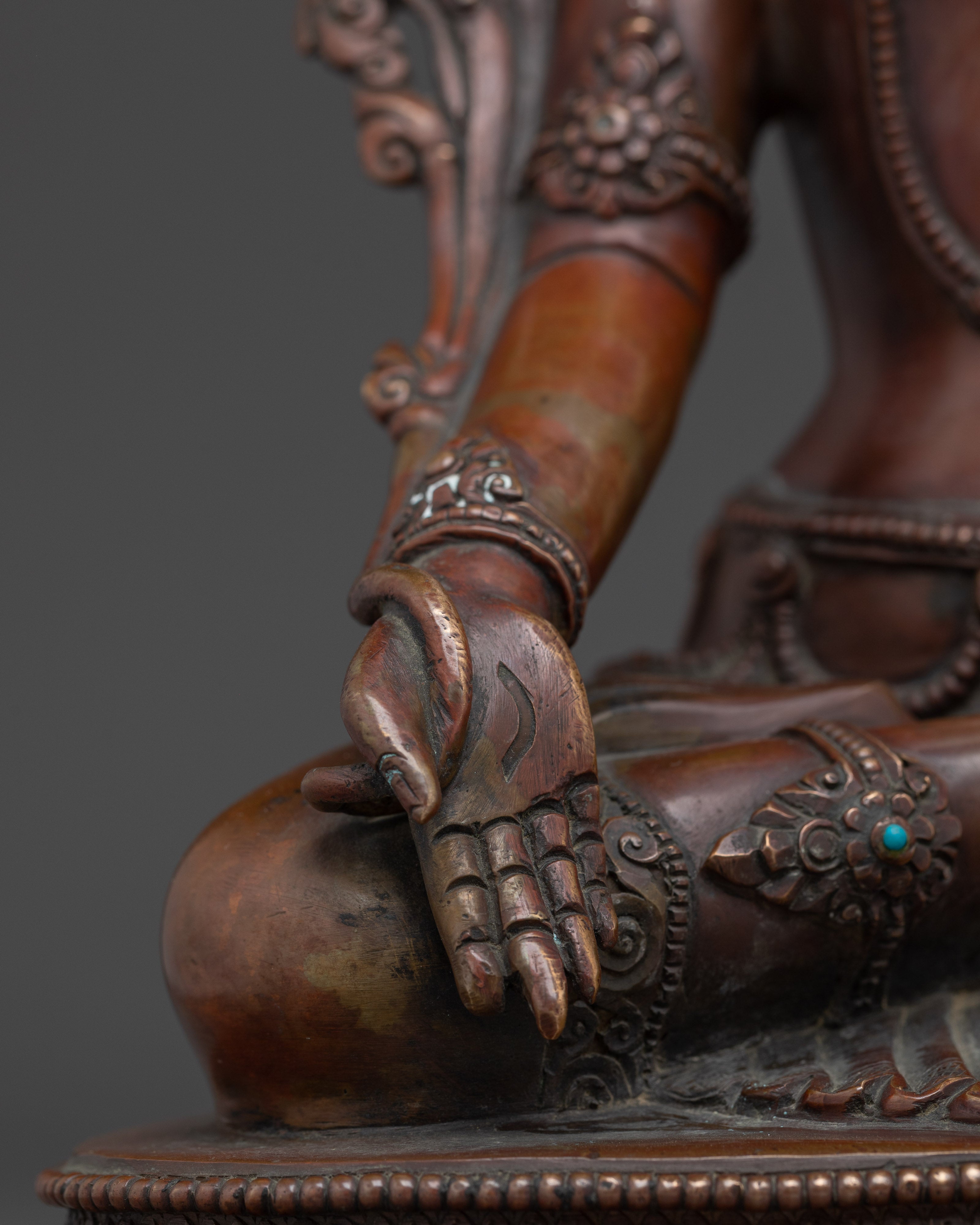 Oxidized White Tara Art in Copper | Symbol of Compassion and Longevity